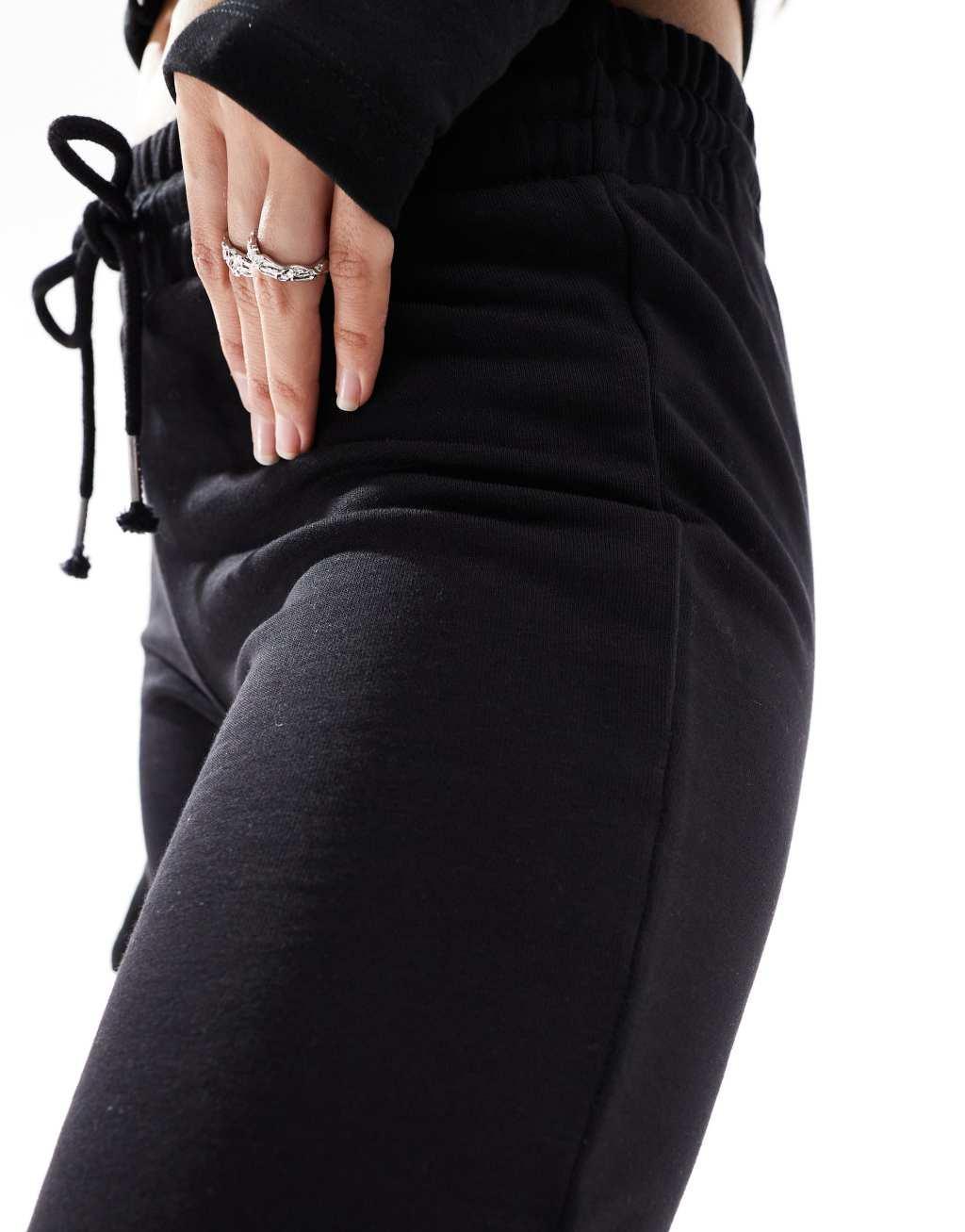 Bershka wide leg sweatpants in black Product Image