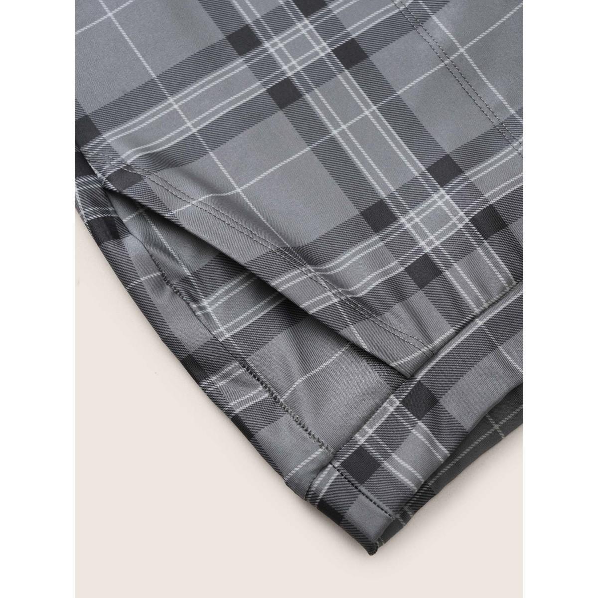 Plus Size Plaid High Rise Slant Pocket Skinny Leggings Women DimGray At the Office High stretch Skinny High Rise Work Leggings BloomChic 22-24/3X Product Image