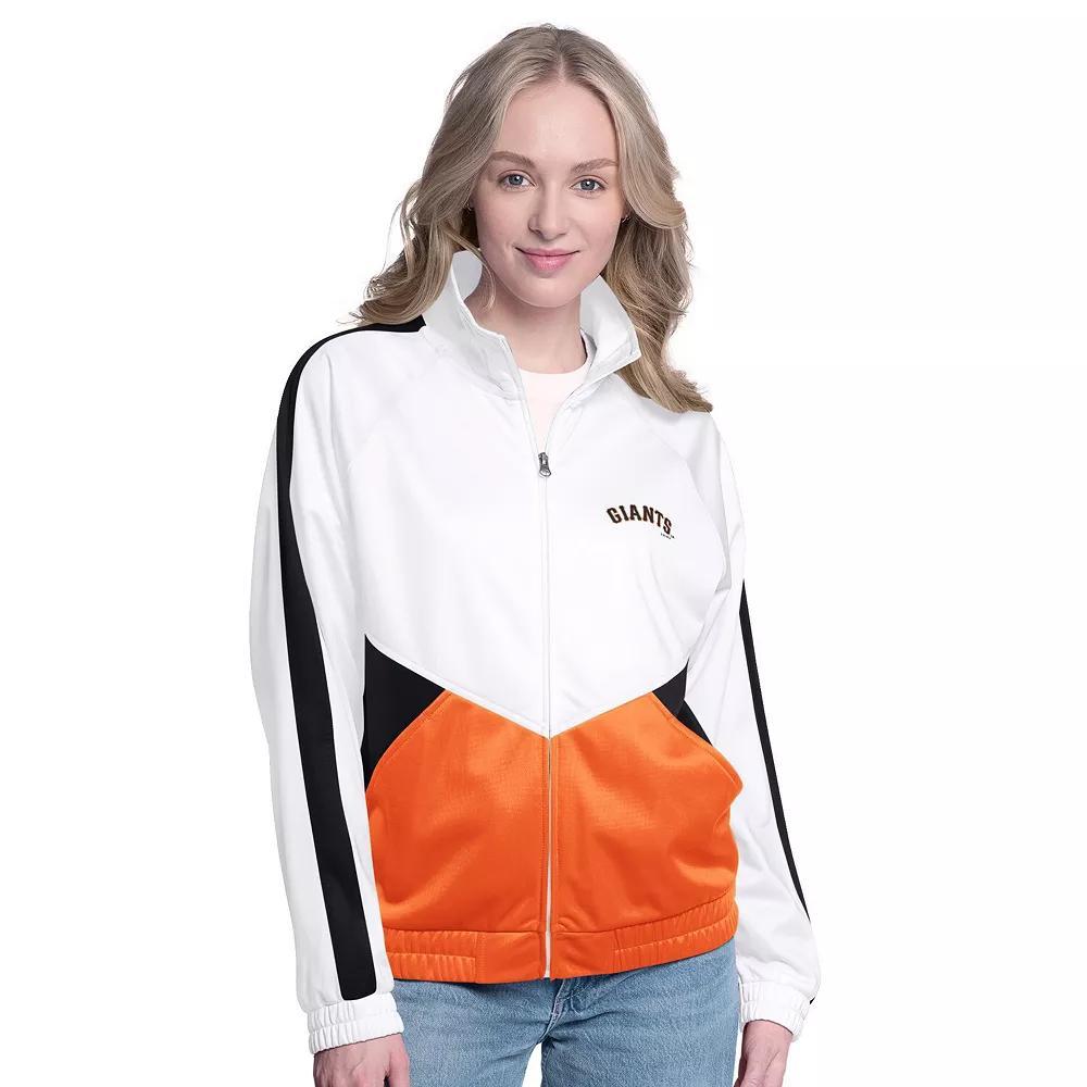 Women's G-III Sports by Carl Banks  White/Black San Francisco Giants Rally Rhinestone Raglan Full-Zip Track Jacket, Size: Small Product Image