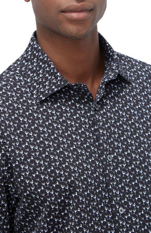 BUGATCHI Men's Ooohcotton James Cocktail-print Sport Shirt In Black Product Image