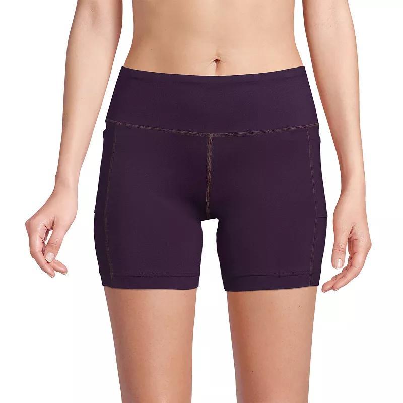 Women's Lands' End 6" Chlorine-Resistant UPF 50 Swim Shorts, Size: Medium, Turquoise Product Image