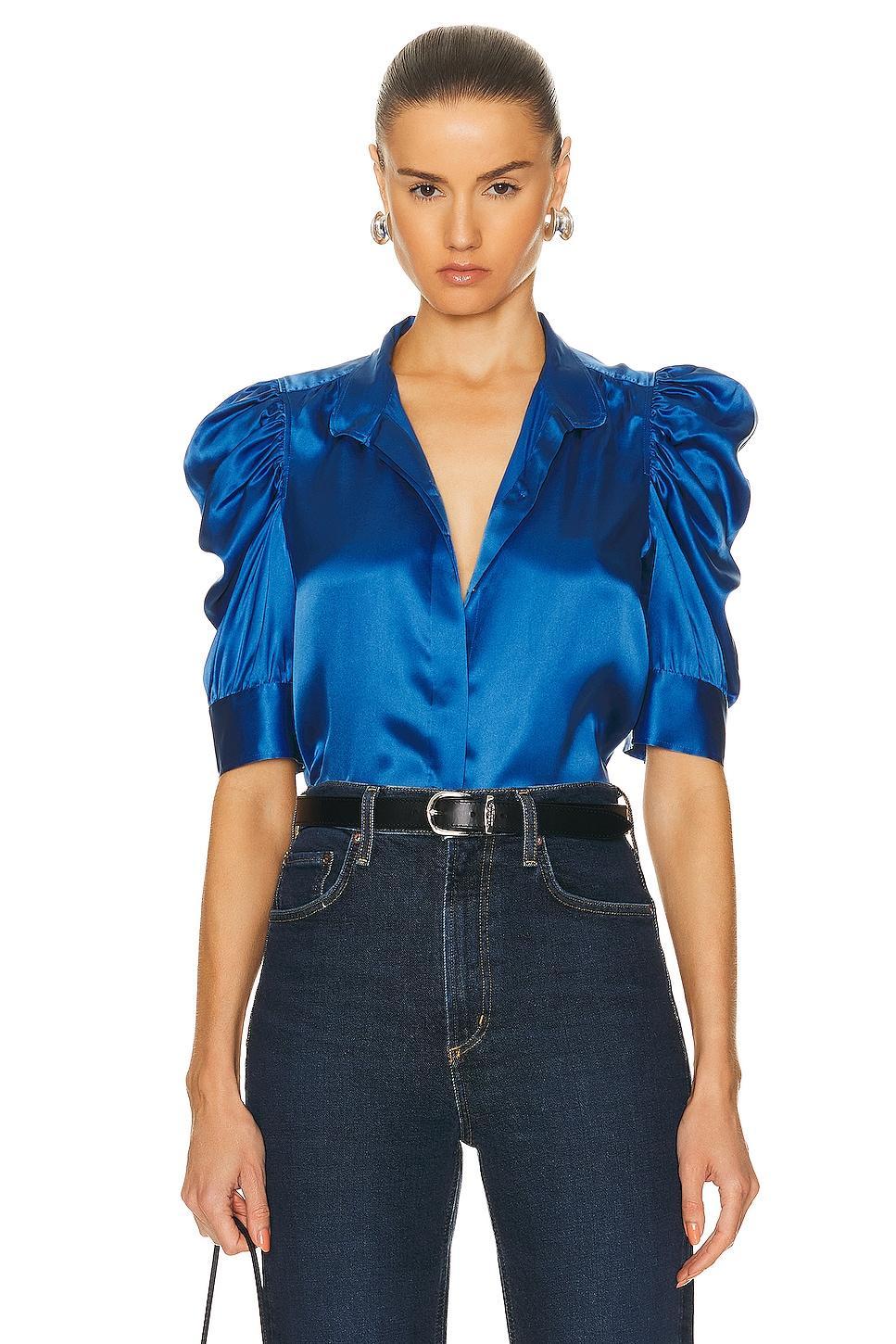 Gillian Silk Ruched Sleeve Top Product Image