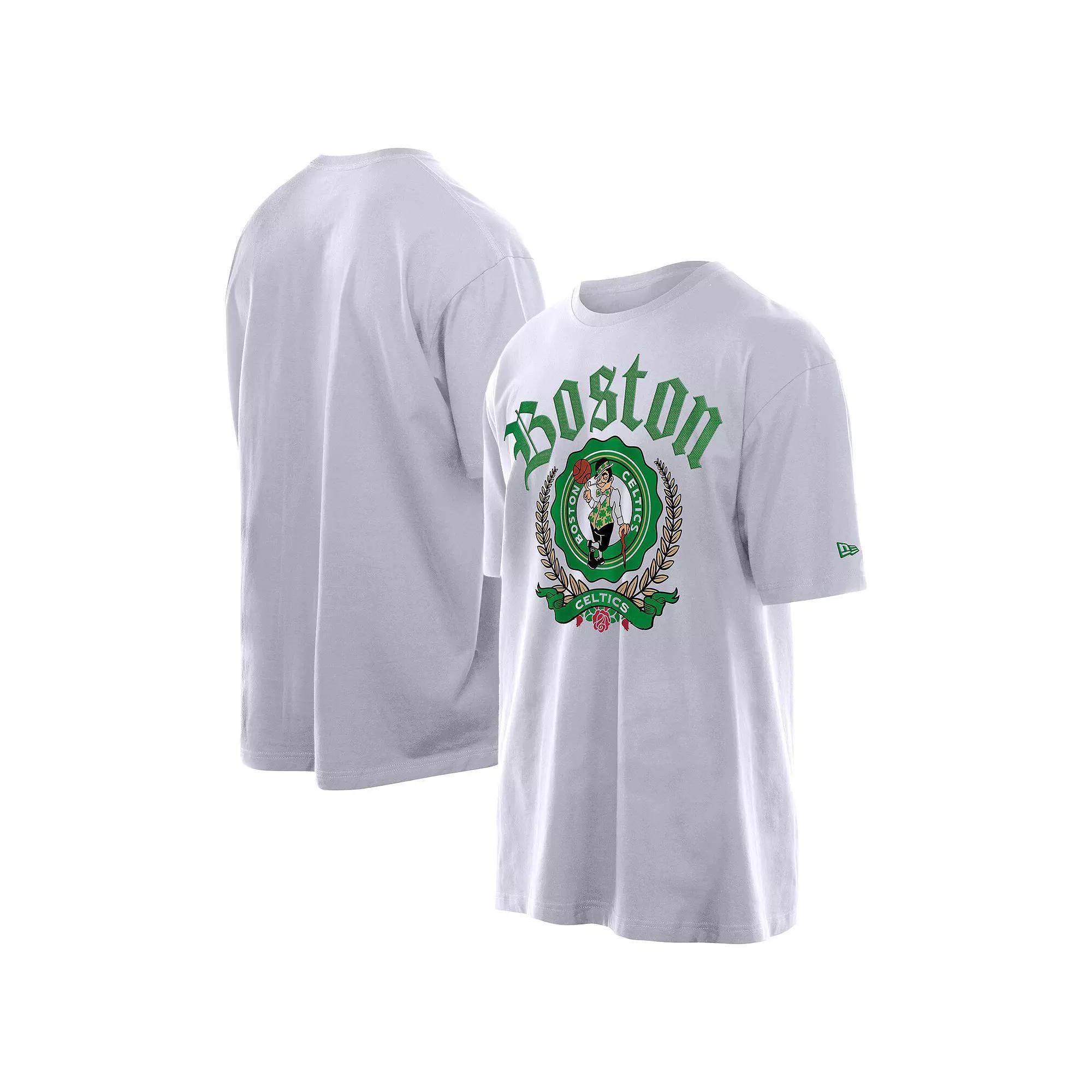 Men's New Era White Boston Celtics Throwback Prep Oversized T-Shirt, Size: 3XL Product Image