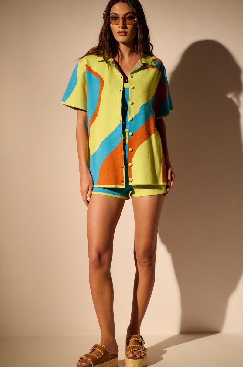 GET GROOVY KNIT BUTTON DOWN TOP Product Image