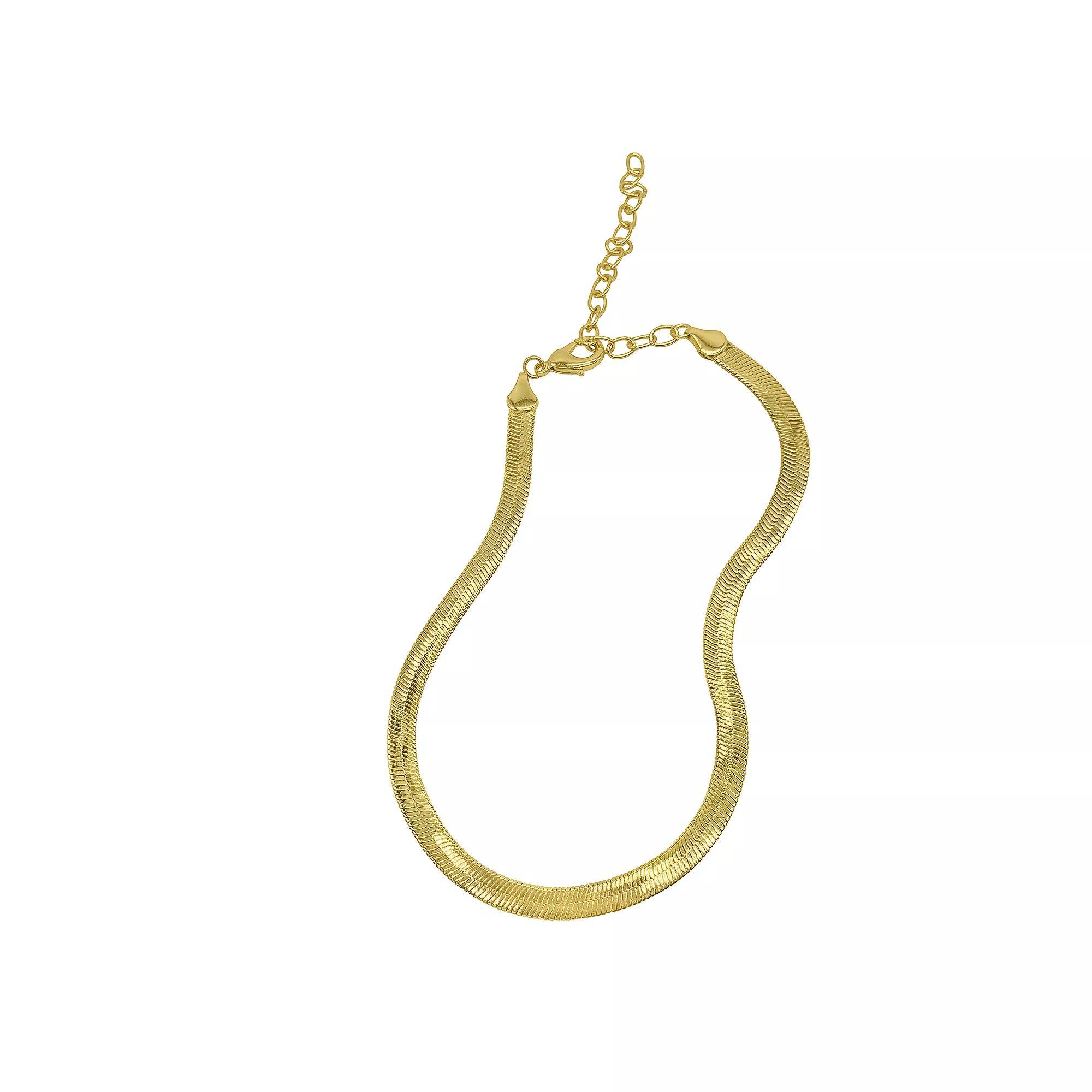 Adornia Silver Tone Herringbone Snake Chain Necklace, Women's, Size: 18", Gold Tone Product Image