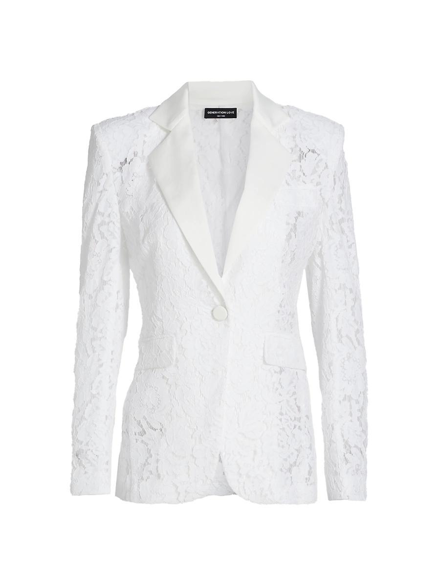 Womens Zoya Lace Cotton-Blend Single-Breasted Blazer Product Image