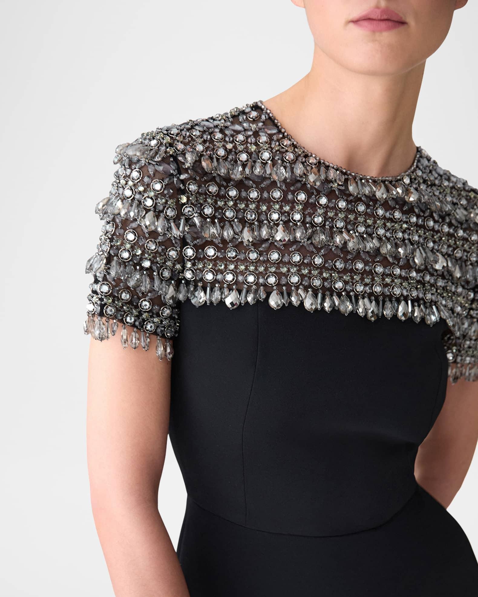 Embellished Short-Sleeve Crewneck Pencil Dress Product Image