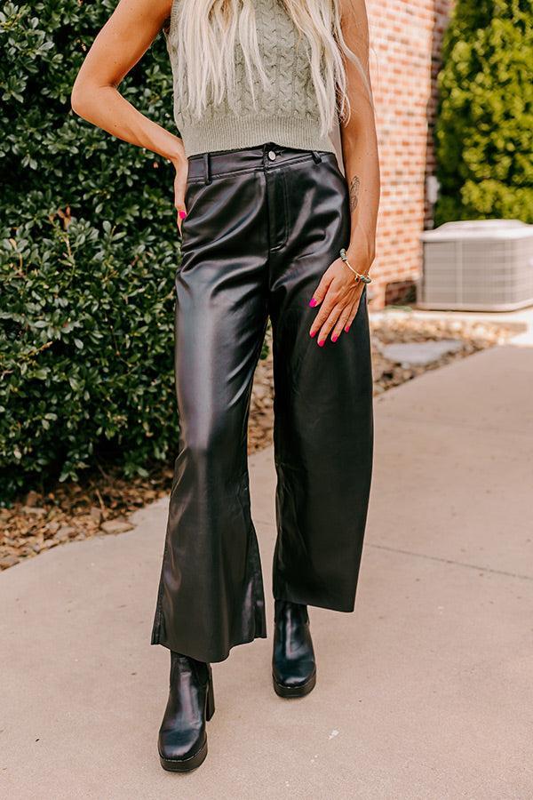 The Reagan High Waist Faux Leather Pants in Black Product Image