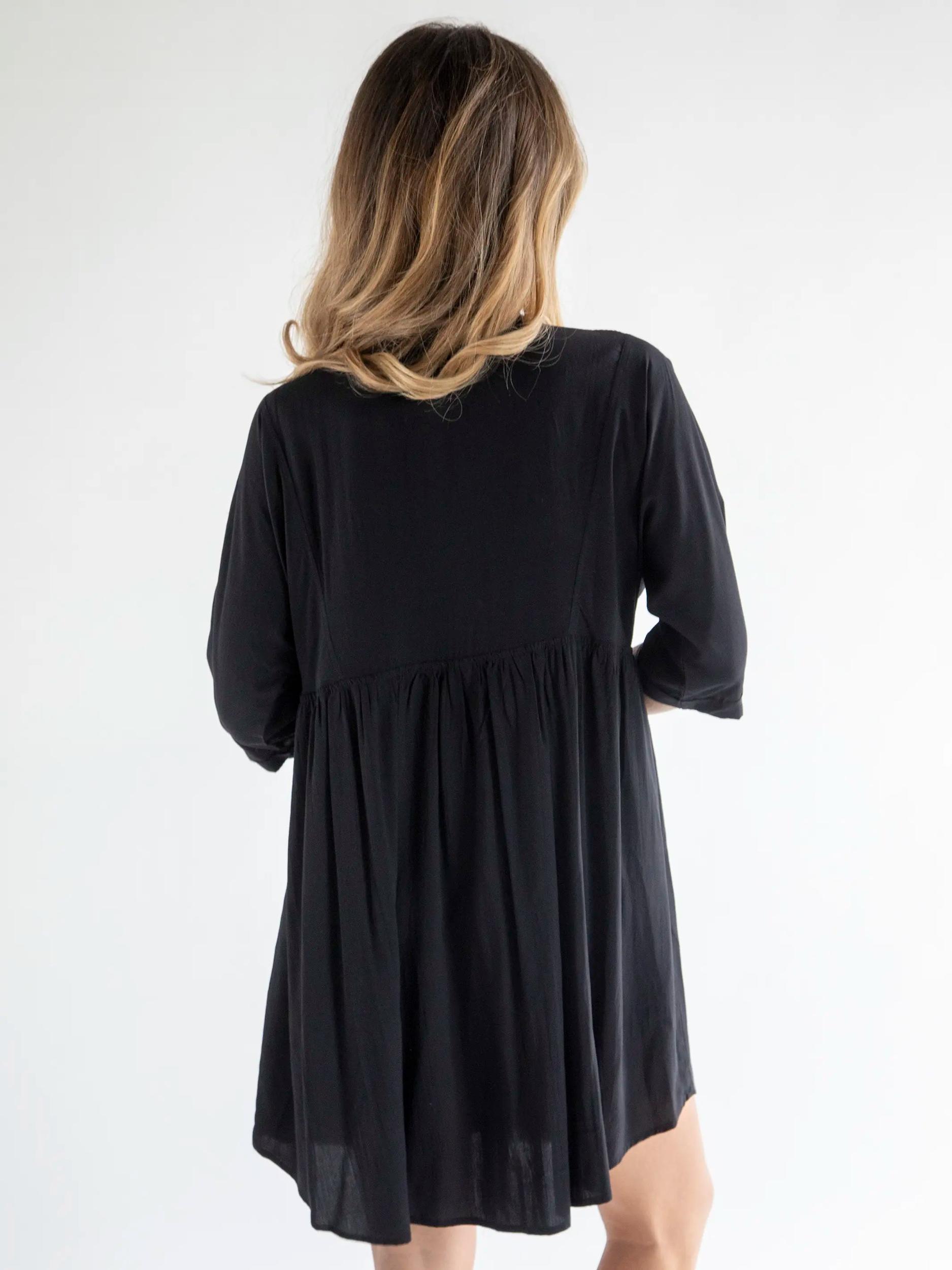 Stella V-Neck Mini Dress - Black Product Image