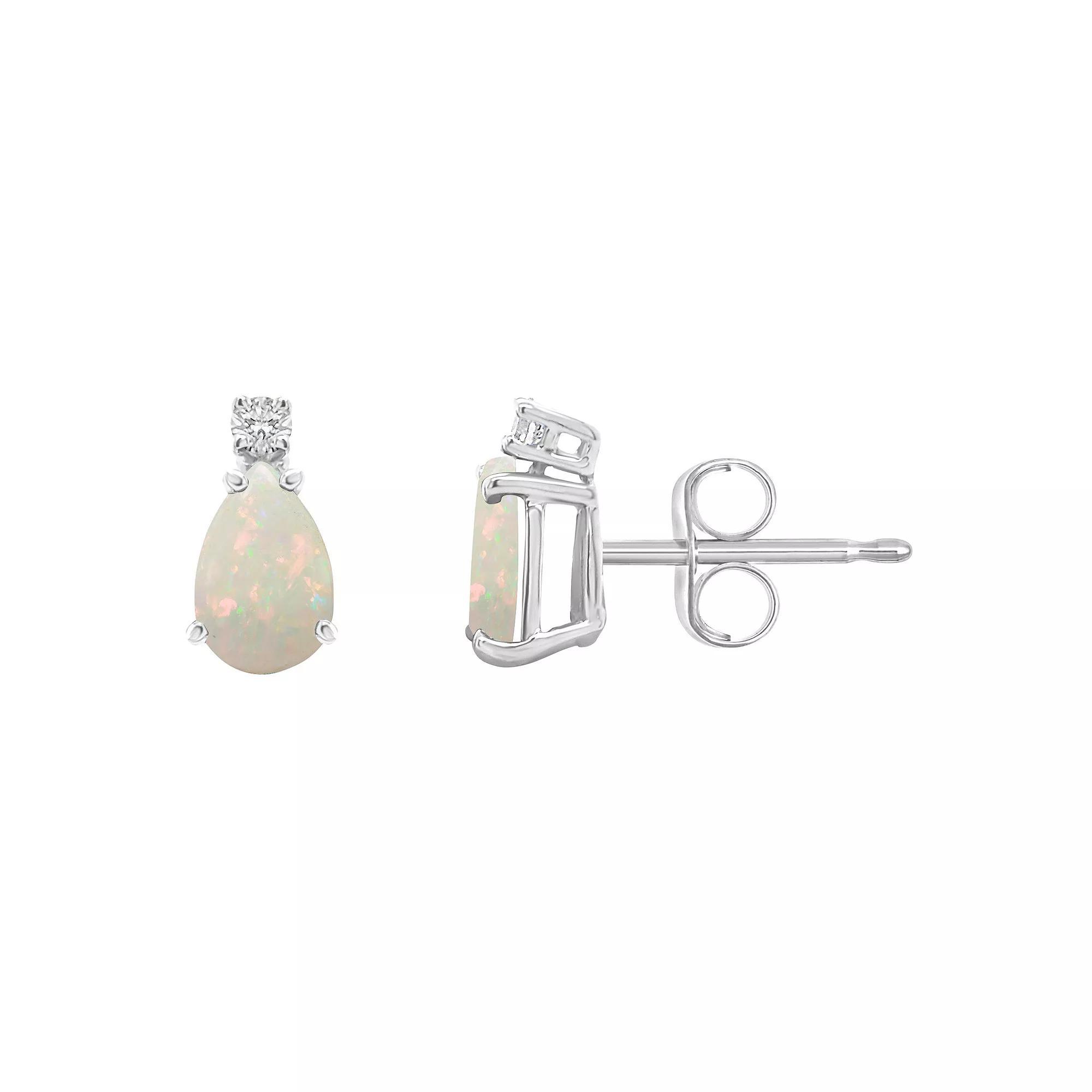 Celebration Gems 14k White Gold Gemstone & Diamond Accent Stud Earrings, Women's Product Image