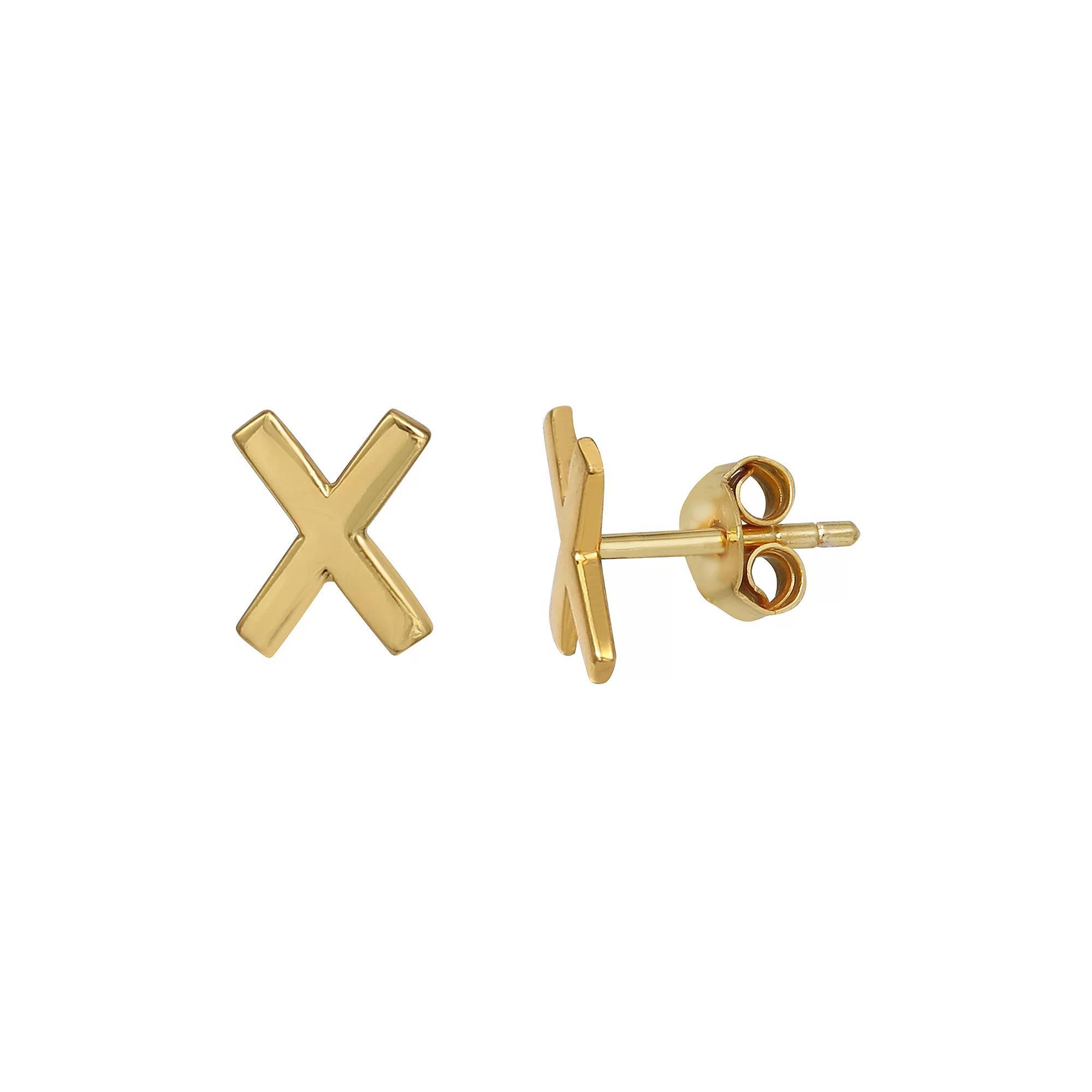 PRIMROSE Sterling Silver Initial Stud Earrings, Women's, Gold Tone C Product Image