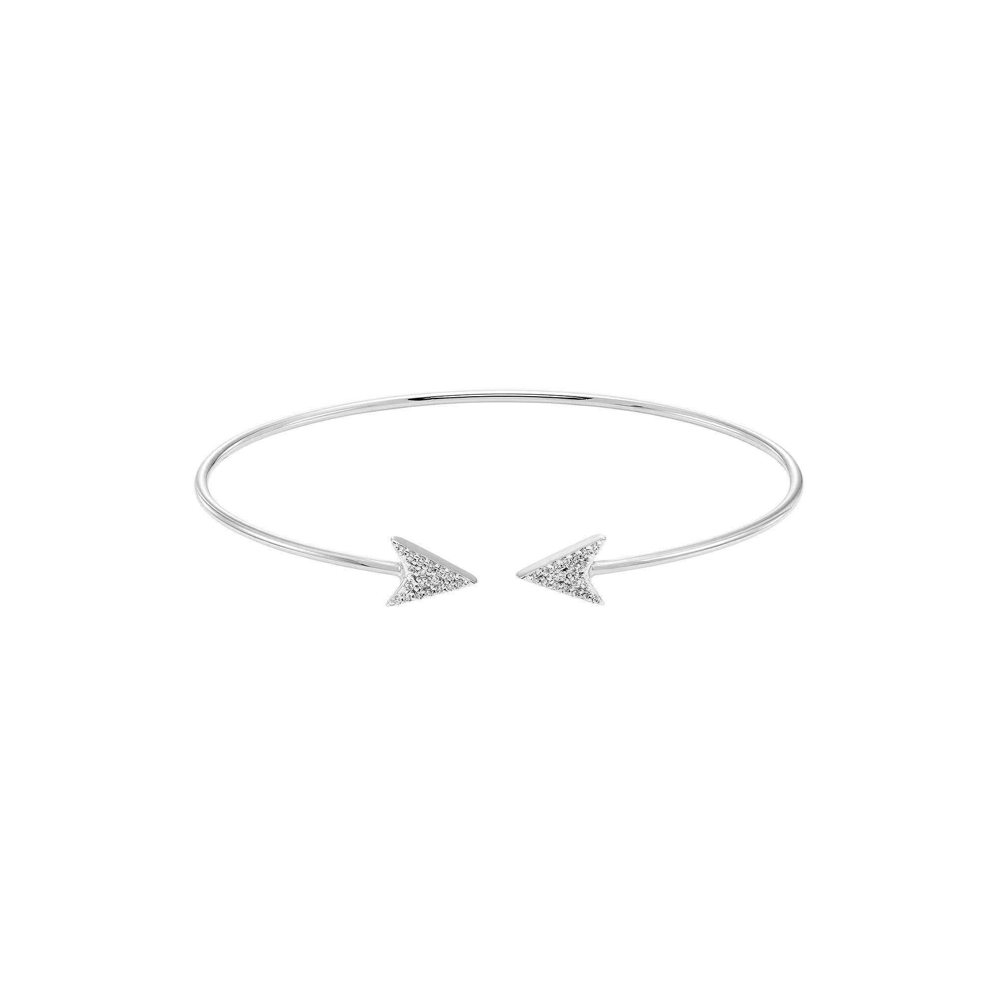 Sterling Silver 1/8 Carat T.W. Diamond Arrow Cuff Bracelet, Women's, Size: 6.5", White Product Image