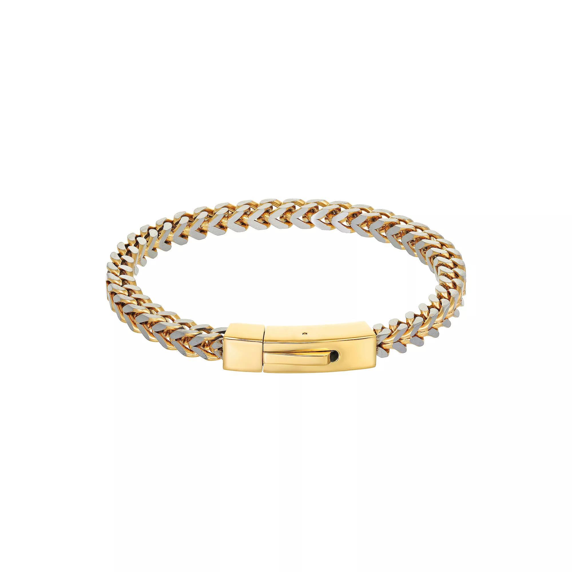 Men's LYNX Stainless Steel Foxtail Chain Bracelet, Size: 9", Two Tone Product Image