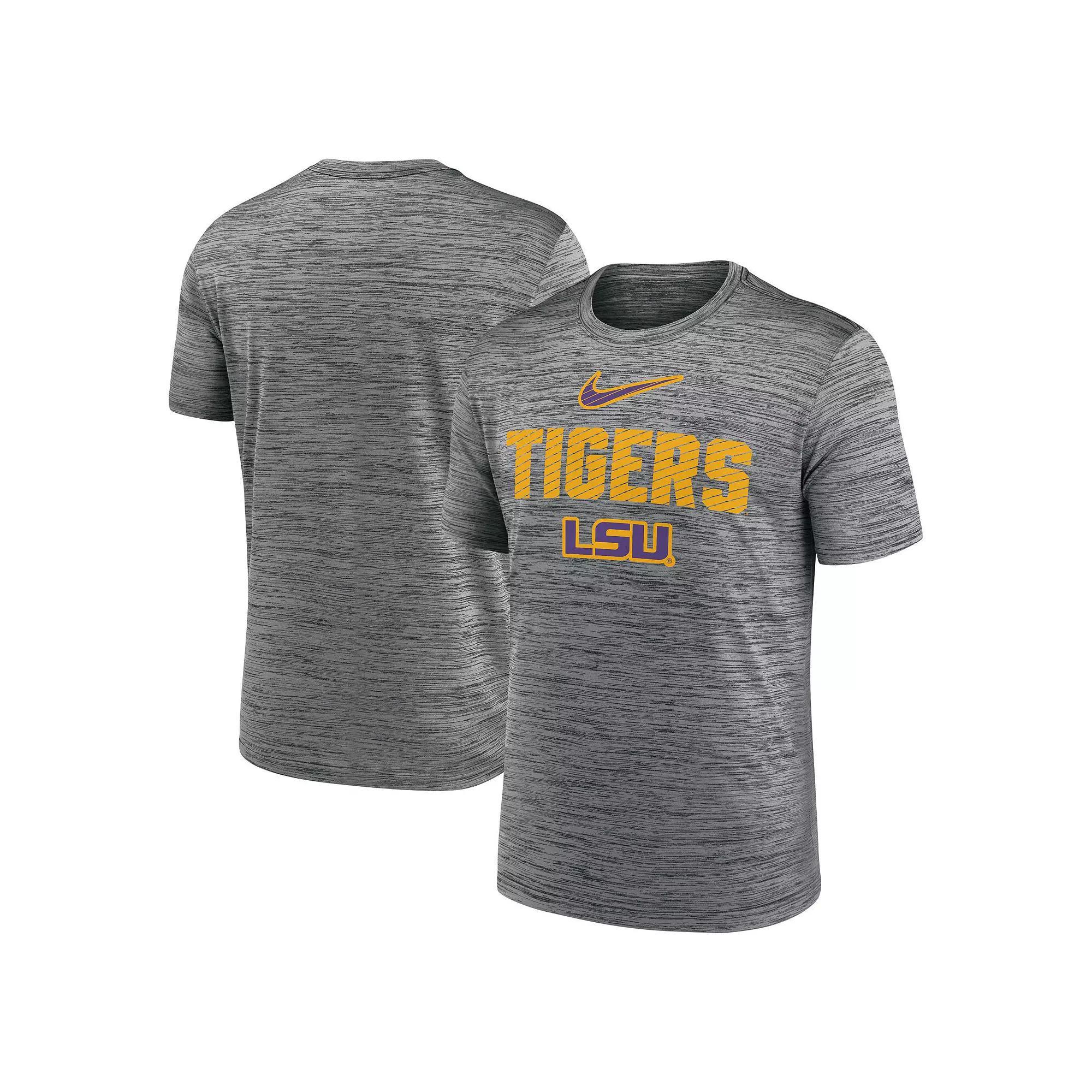 Men's Nike Anthracite LSU Tigers Campus Slant Velocity Performance T-Shirt, Size: XL, Grey Product Image
