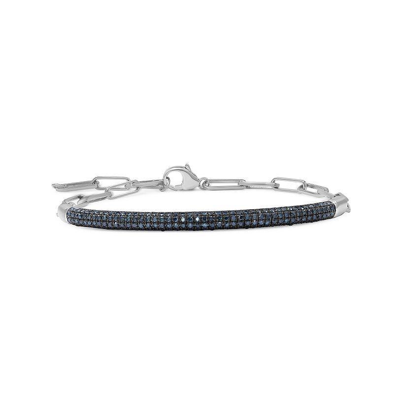 Jewelexcess 14k Gold Over Silver 1 1/2 Carat T.W. Blue Diamond Pave Bracelet, Women's, Sterling Product Image