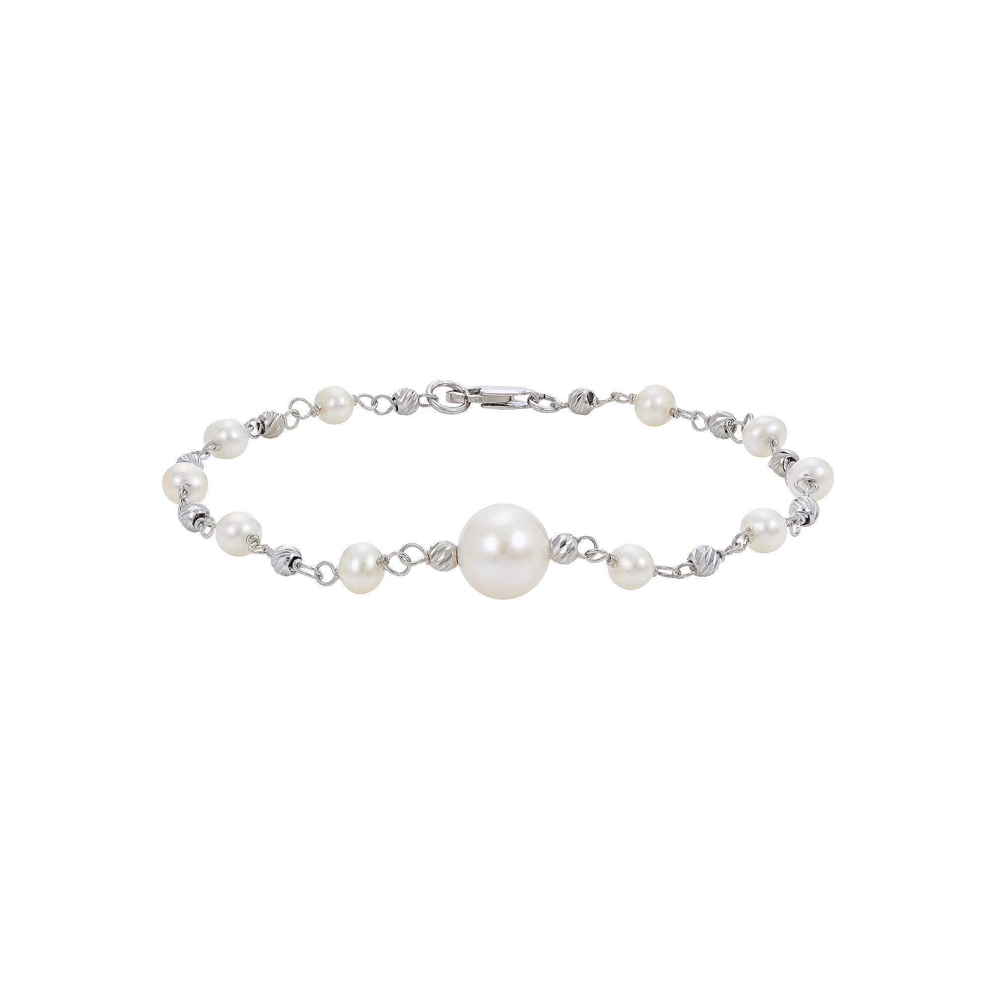 PearLustre by Imperial Sterling Silver Freshwater Cultured Pearl Bead Bracelet, Women's, Size: 7.5" Product Image