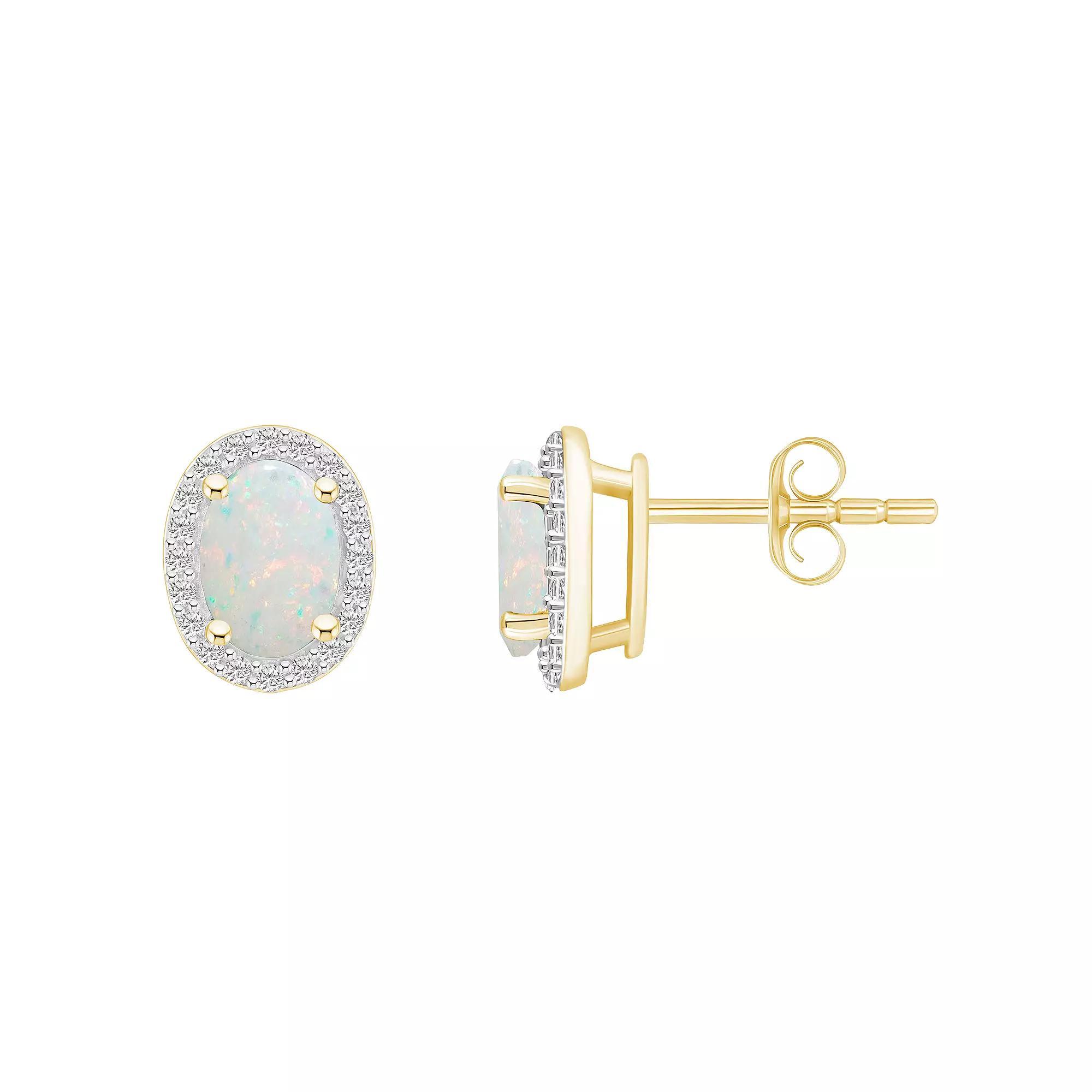 Celebration Gems 10k Gold Pear Shape Gemstone & Lab-Created White Sapphire Halo Stud Earrings, Women's Product Image