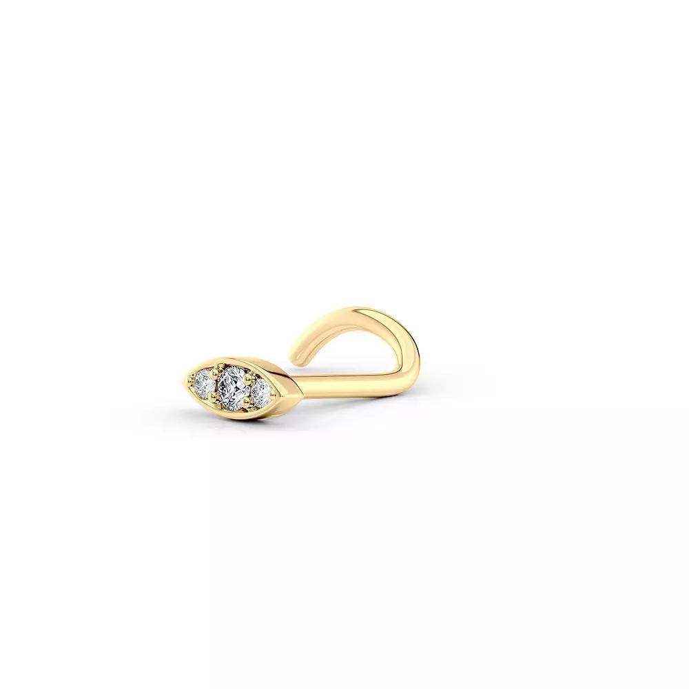 Lila Moon 14k Gold Cubic Zirconia Evil Eye Curved Nose Stud, Women's Product Image