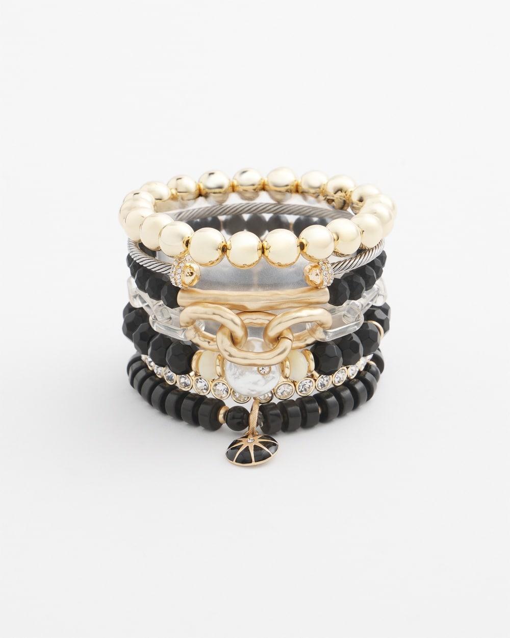 Large Gold Tone Beaded Stretch Bracelet Product Image