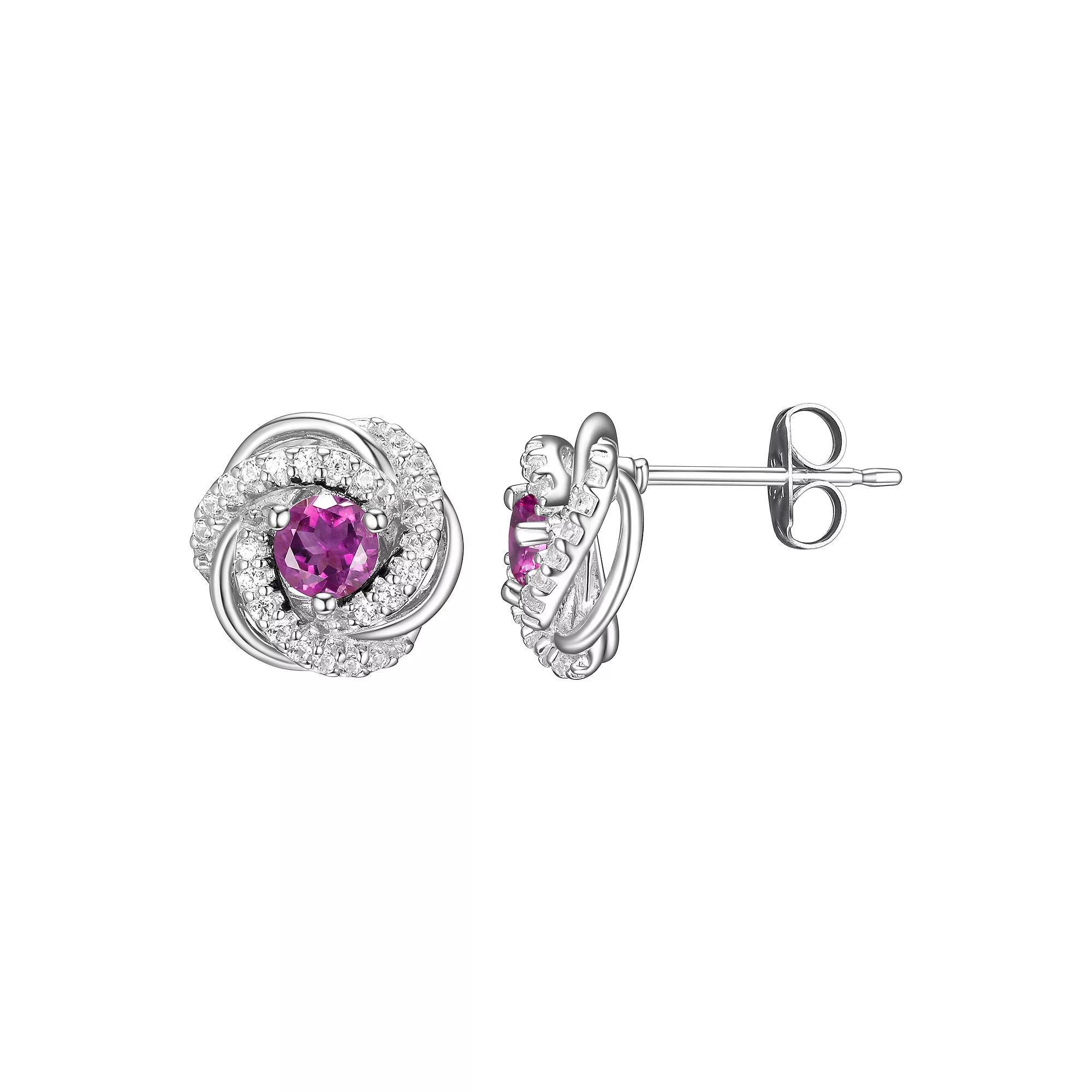 Tokens of Love Sterling Silver Peridot Birthstone Love Knot Stud Earrings, Women's Product Image
