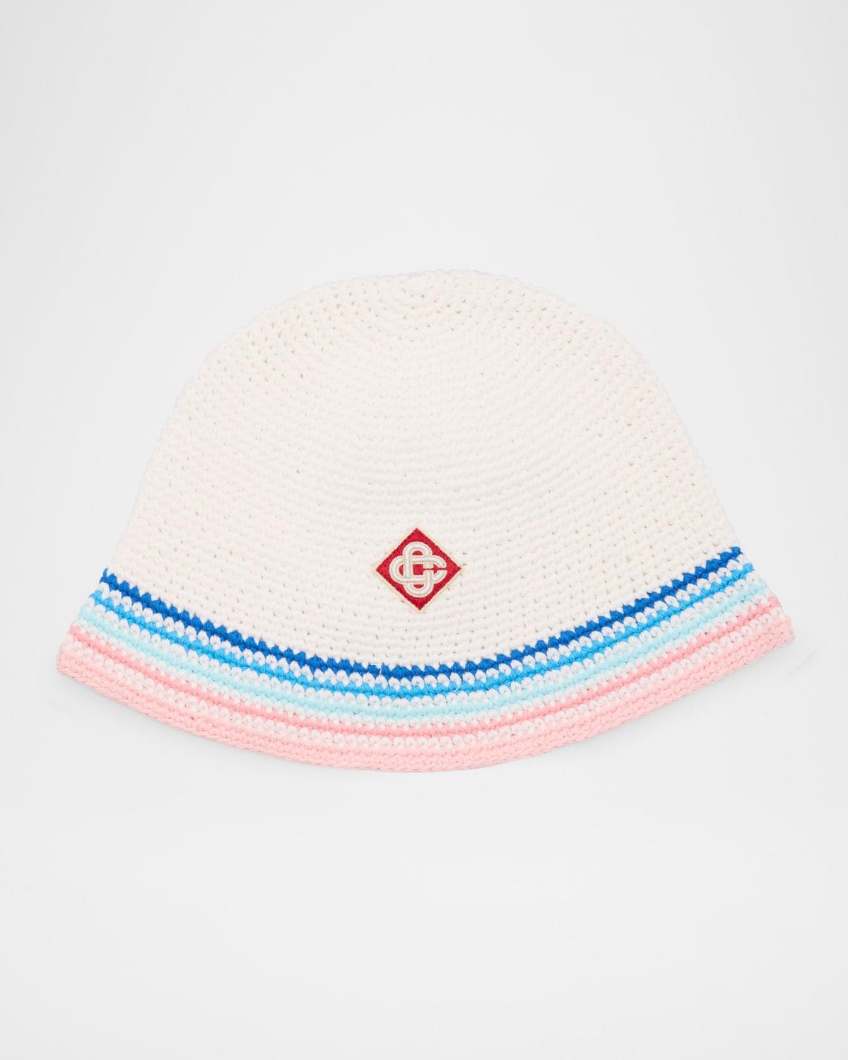 Men's Stripe Crochet Monogram Bucket Hat Product Image
