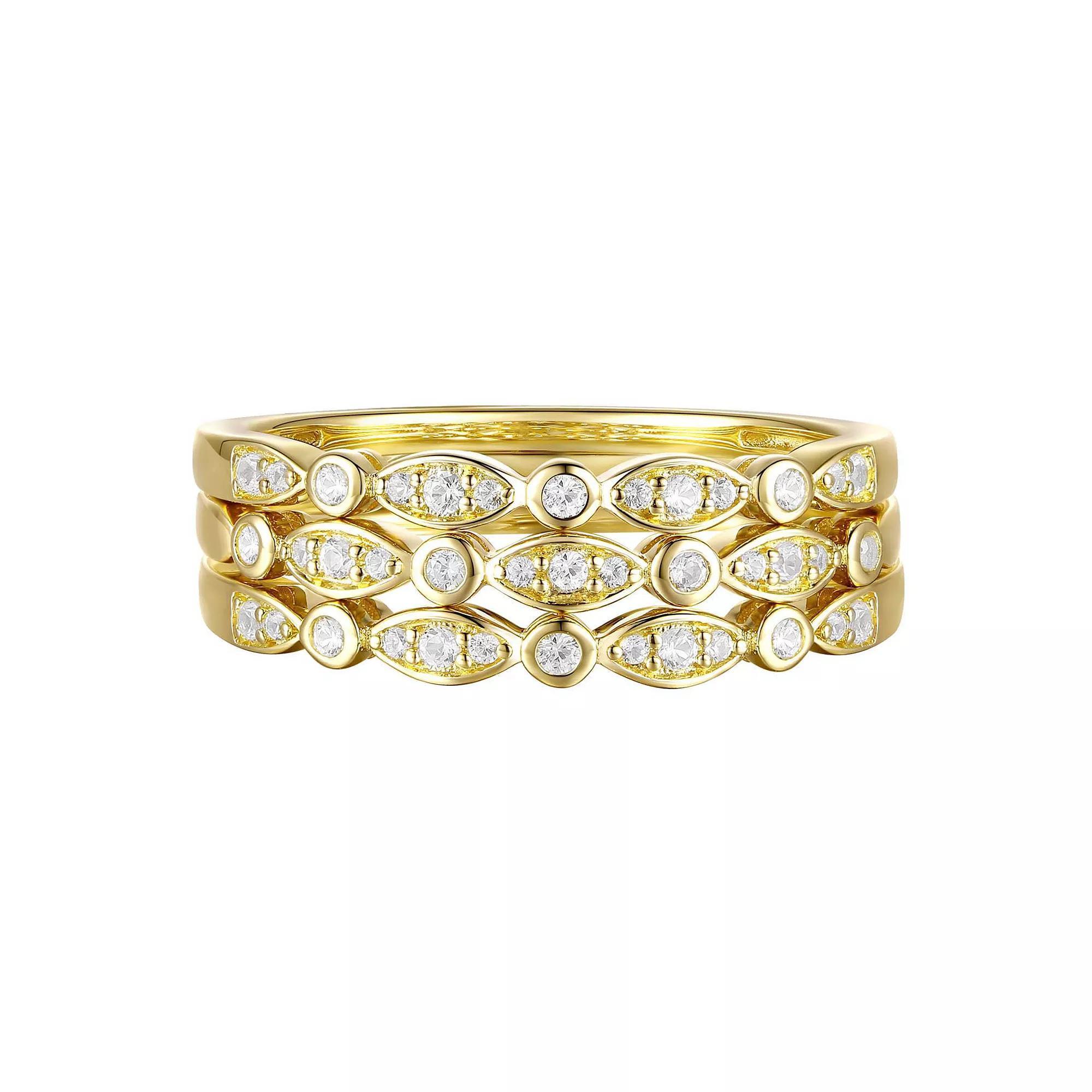 14k Gold Over Silver 1/4 Carat T.W. Diamond Stack Ring Set, Womens Gold Tone Product Image