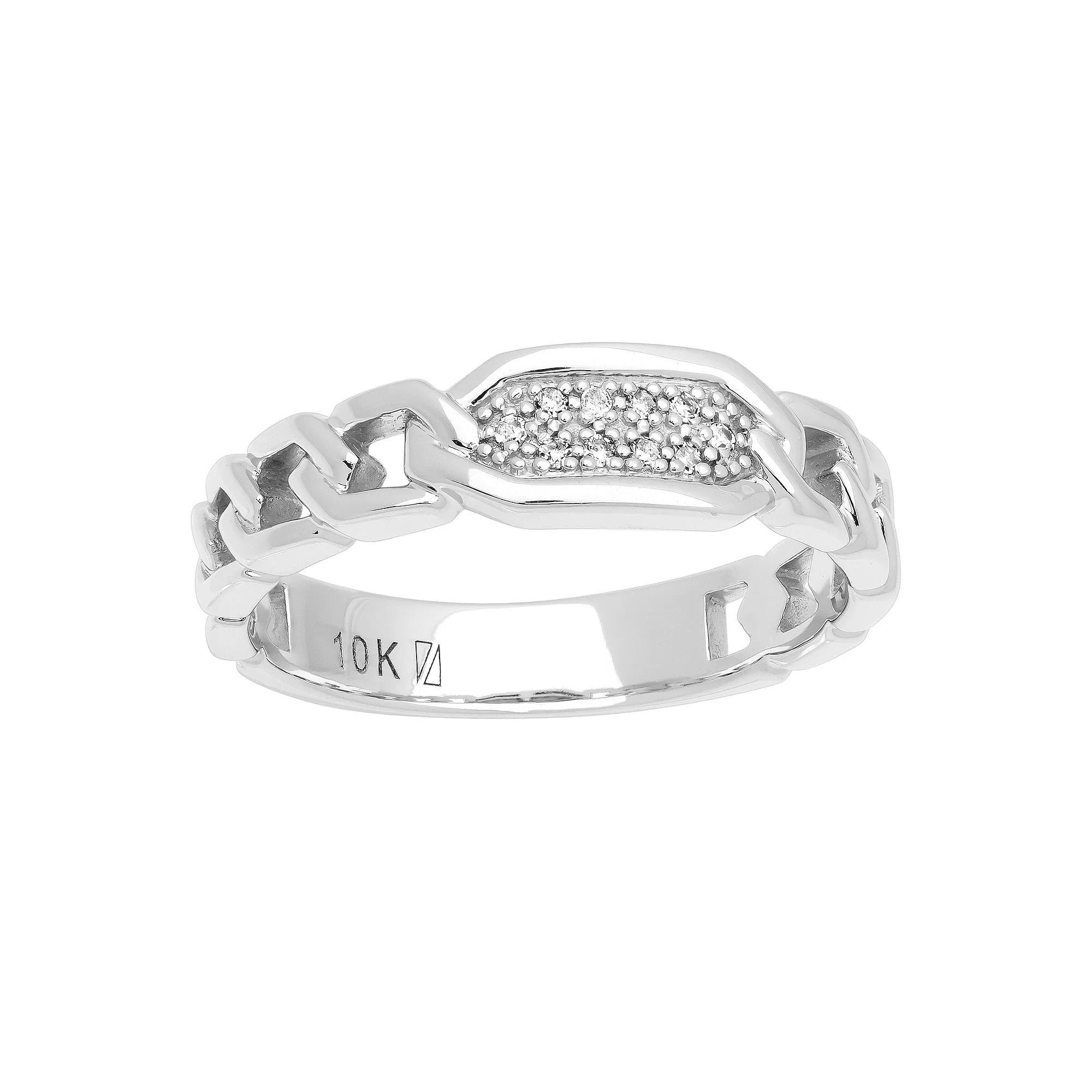 AXL 10k White Gold Diamond-Accent Link Mens Wedding Band 10k Whgold Product Image