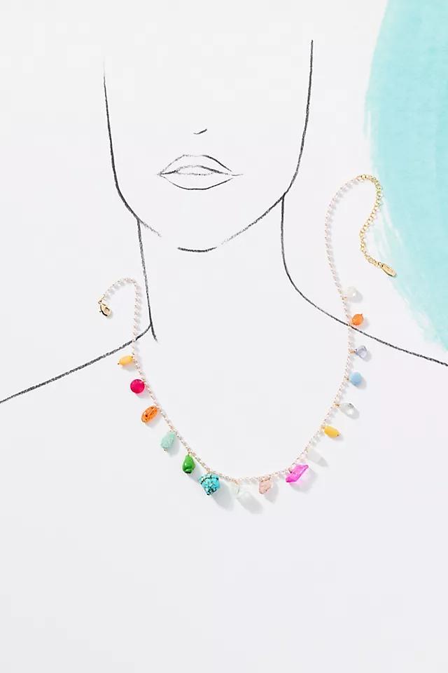 Multi Colorful Stone Pearl Necklace Product Image