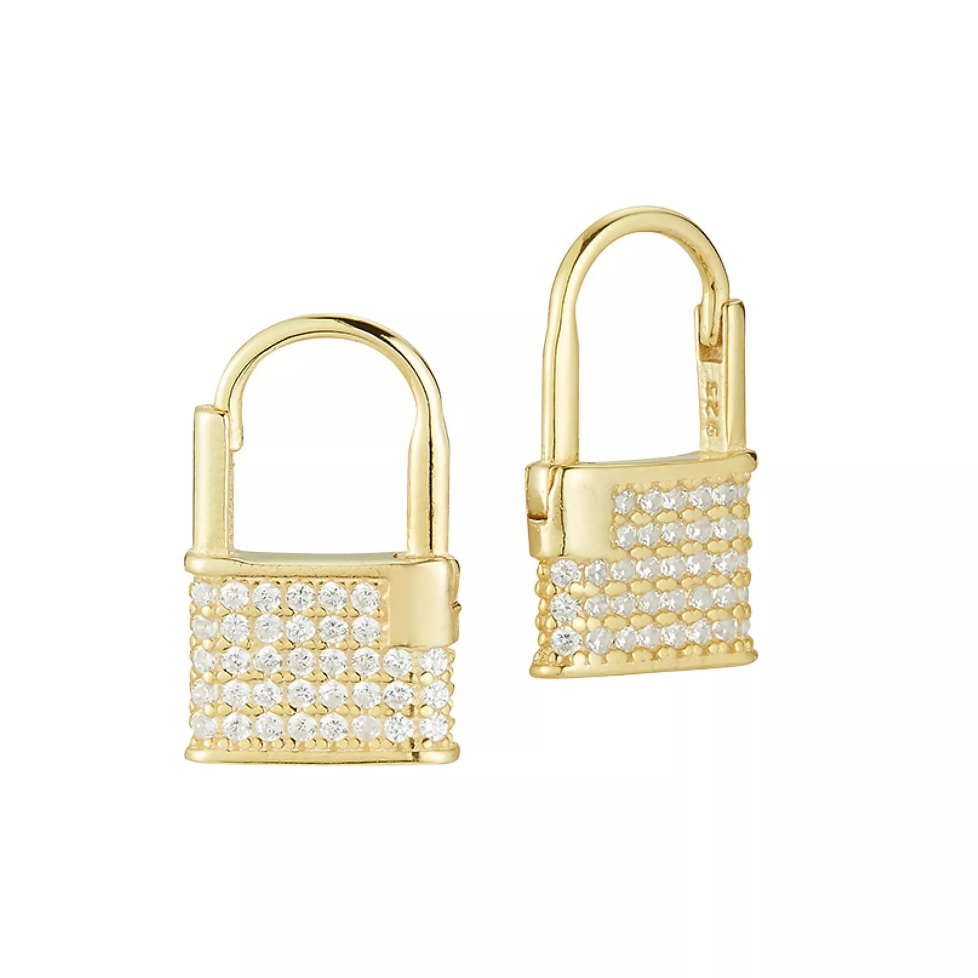 Sunkissed Sterling Cubic Zirconia Padlock Earrings, Women's, Gold Tone Product Image