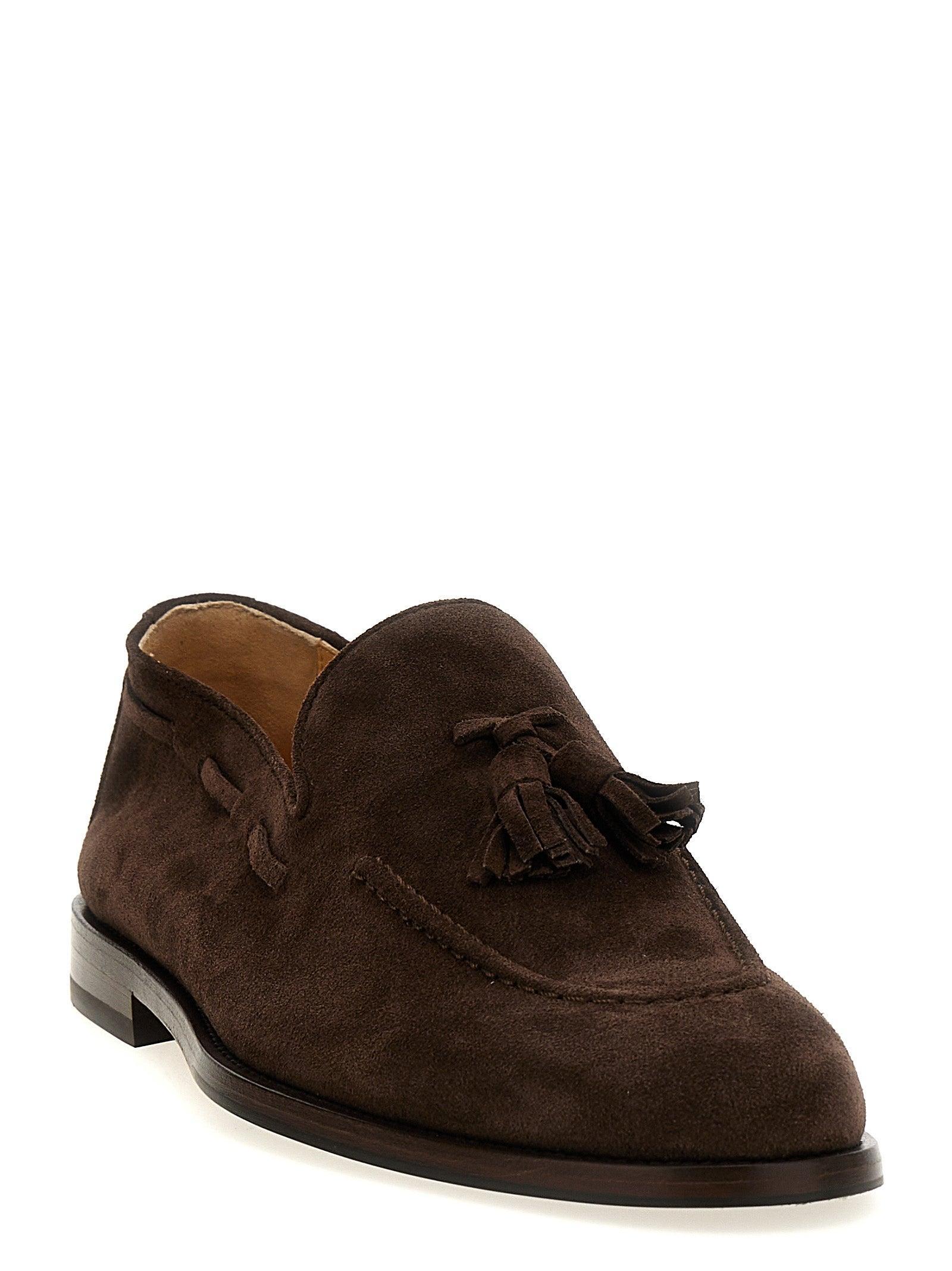 BRUNELLO CUCINELLI Men's Flex-sole Suede Penny Loafers In Dark Brown Product Image