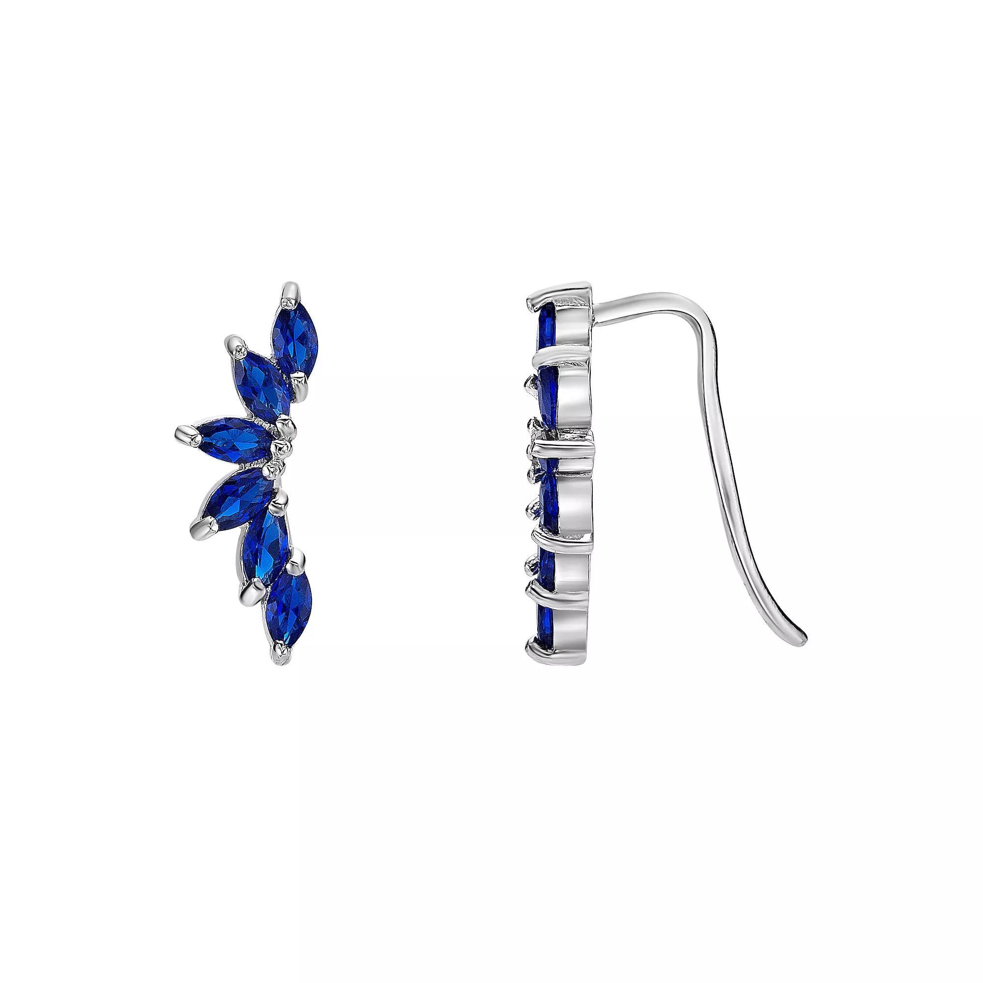 Gemminded Sterling Silver Lab-Created Sapphire Crawler Earrings, Women's Product Image