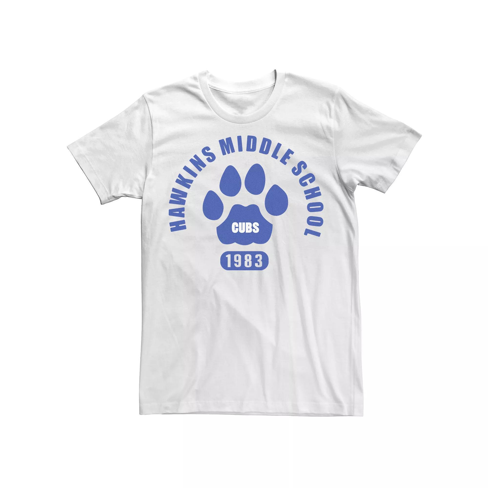 Men's Netflix Stranger Things Hawkins Middle School Cubs 1983 Tee, Size: Medium, White Product Image