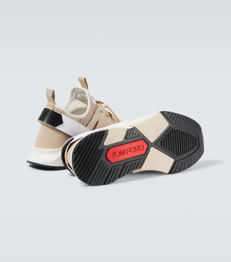 TOM FORD Jago Leather-trimmed Sneakers In Clay + White Product Image