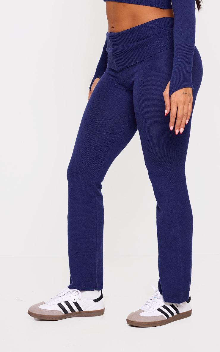 Shape Navy Knitted Flare Pants Product Image