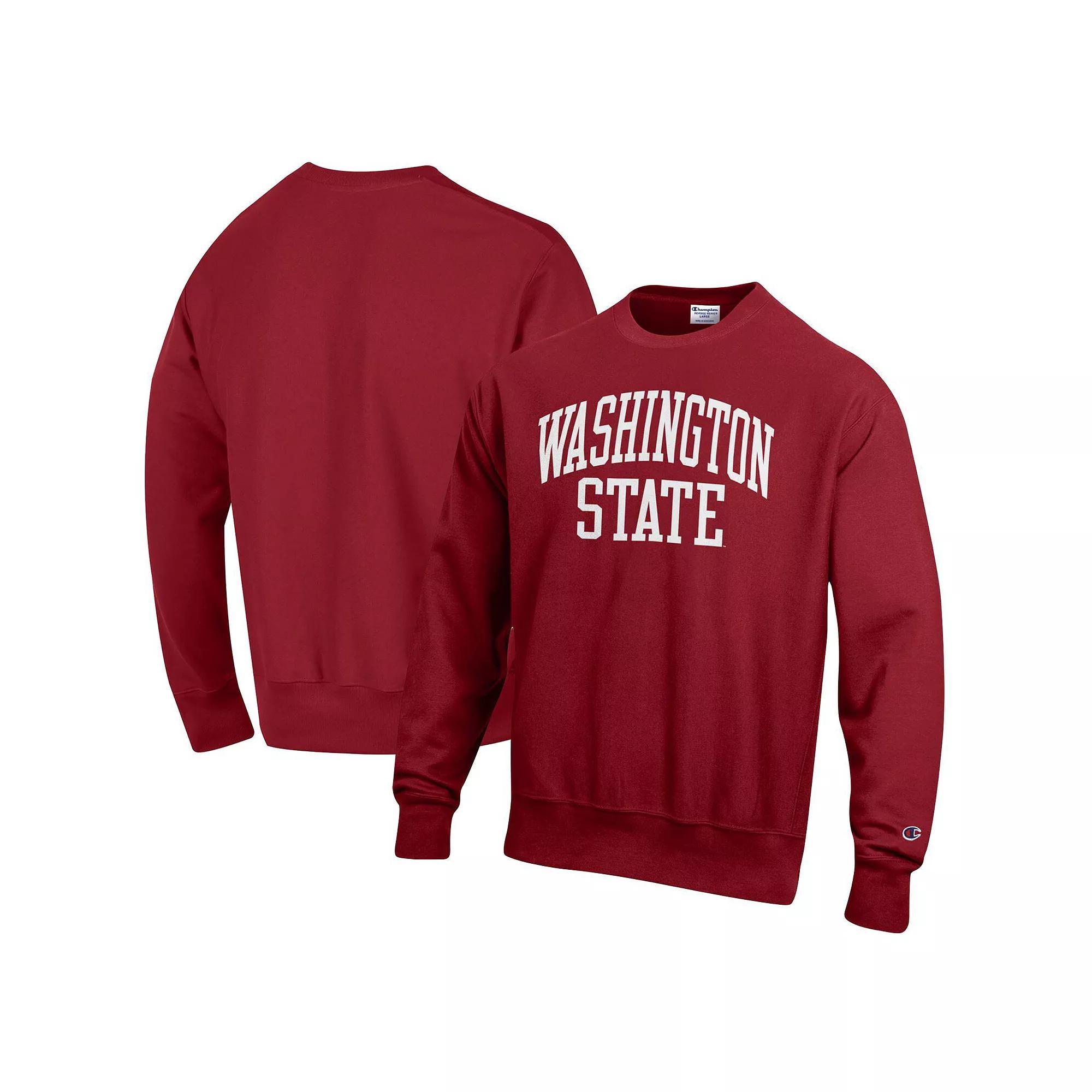 Men's Champion Crimson Washington State Cougars Arch Reverse Weave Pullover Sweatshirt, Size: Small, Wsc Red Product Image