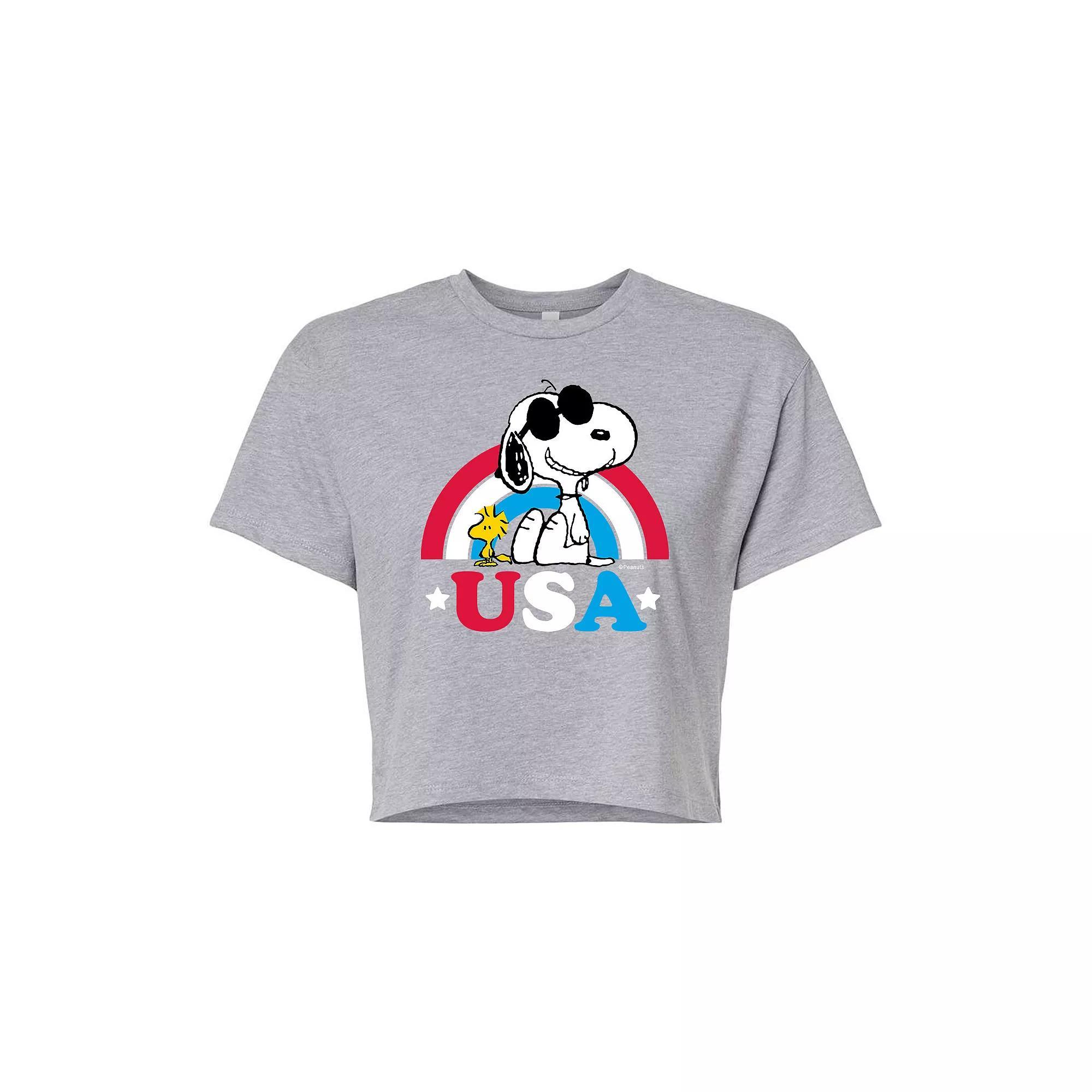 Juniors Peanuts USA Rainbow Cropped Tee, Girls Product Image