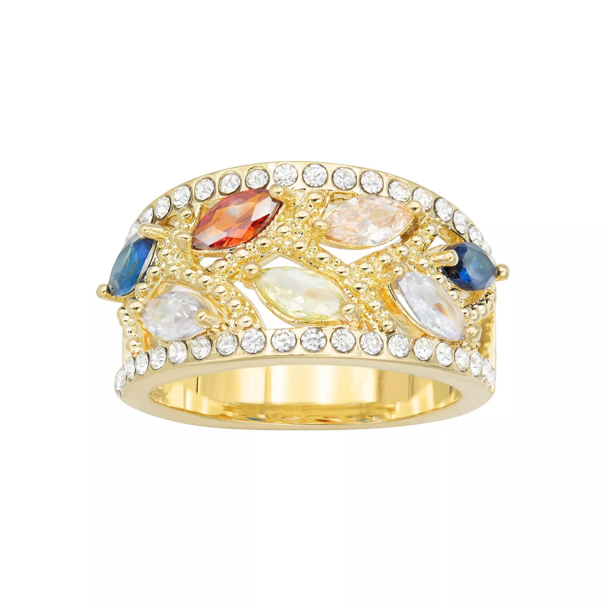 City Luxe Gold Tone Multicolor Marquise Crystal & Cubic Zirconia Ring, Women's, Size: 9, Gold Tone Team Product Image