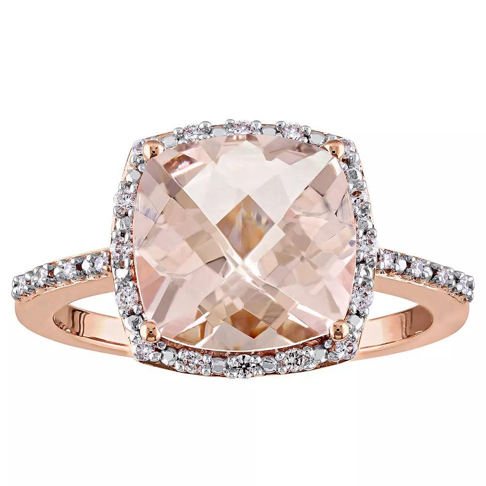 Stella Grace 14k Rose Gold Morganite & 1/10 Carat T.W. Diamond Engagement Ring, Women's, Size: 8 Product Image
