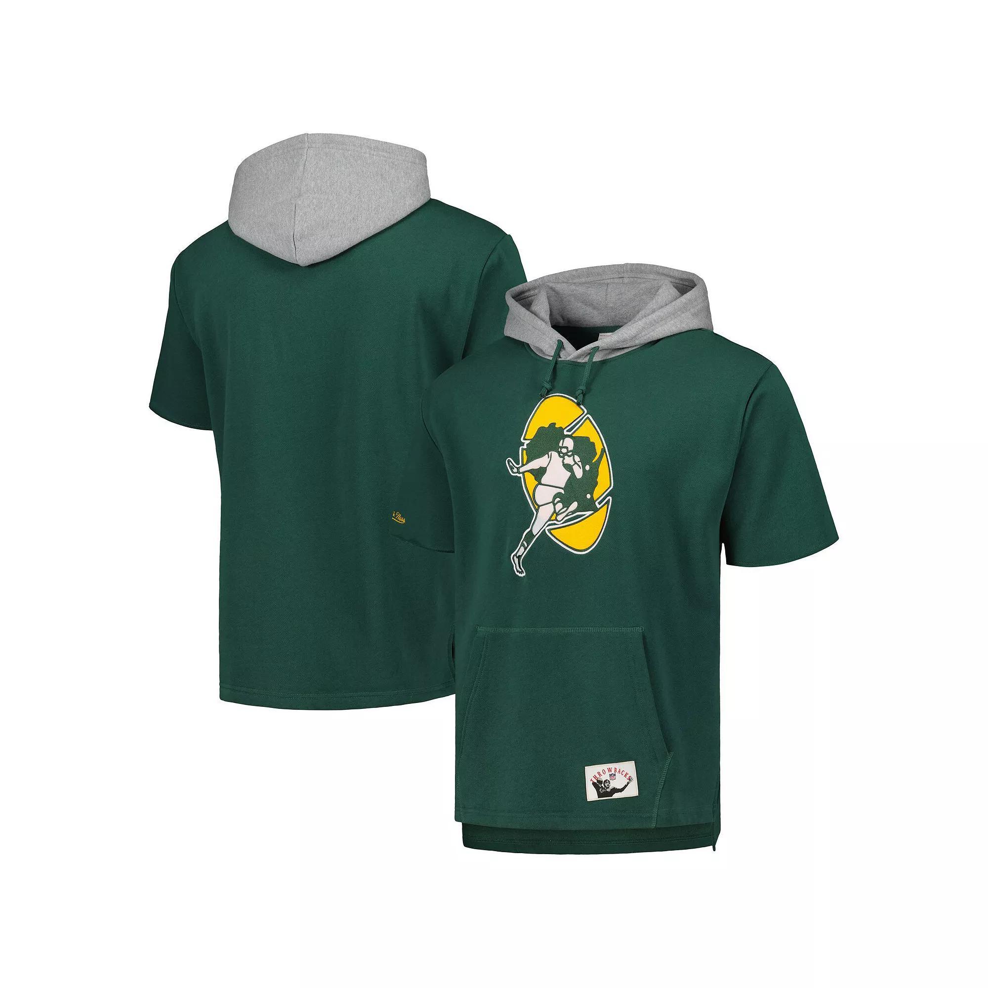 Men's Mitchell & Ness Green Green Bay Packers Postgame Short Sleeve Hoodie, Size: Small Product Image