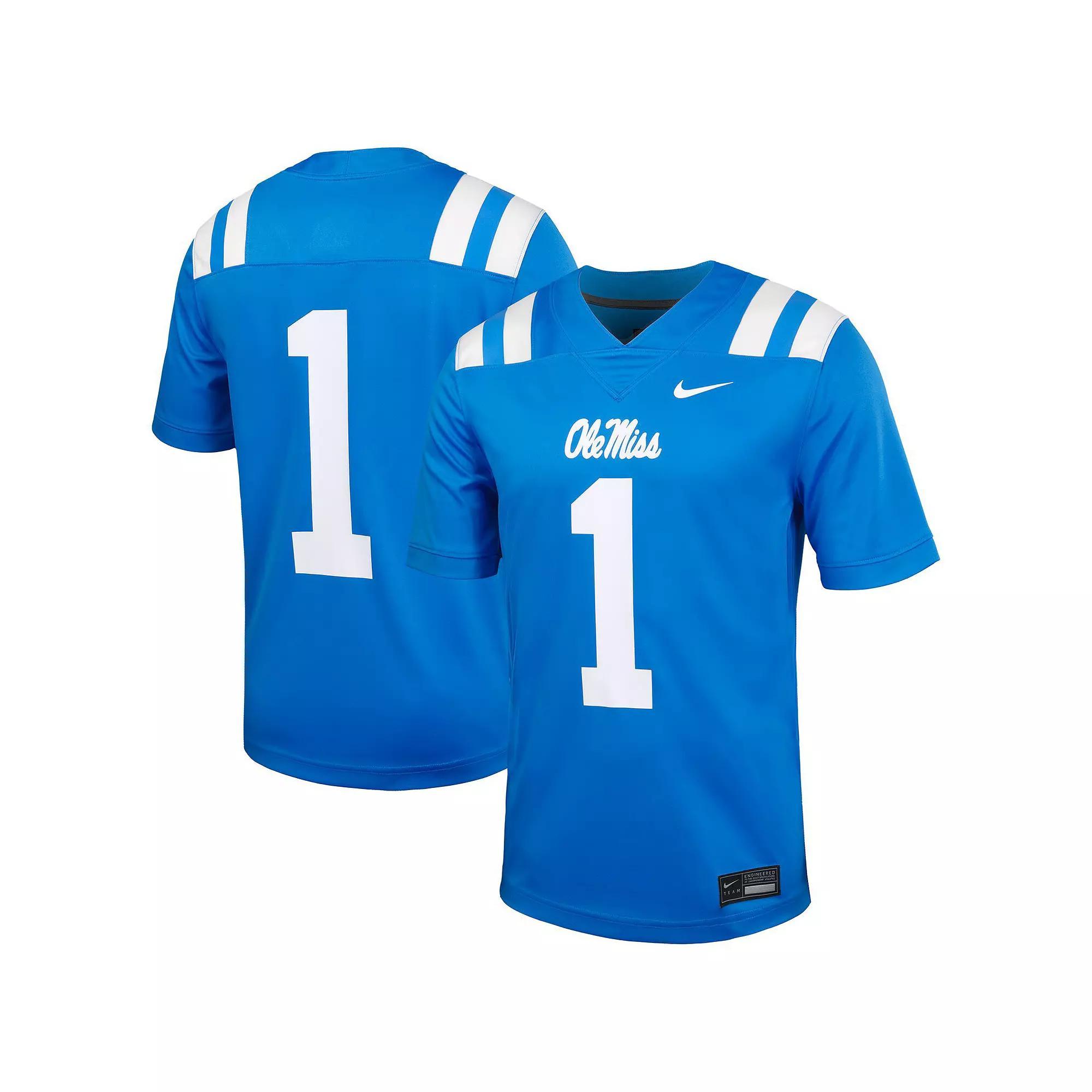 Men's Nike #1 Powder Blue Ole Miss Rebels Untouchable Football Jersey, Size: 2XL, Light Product Image