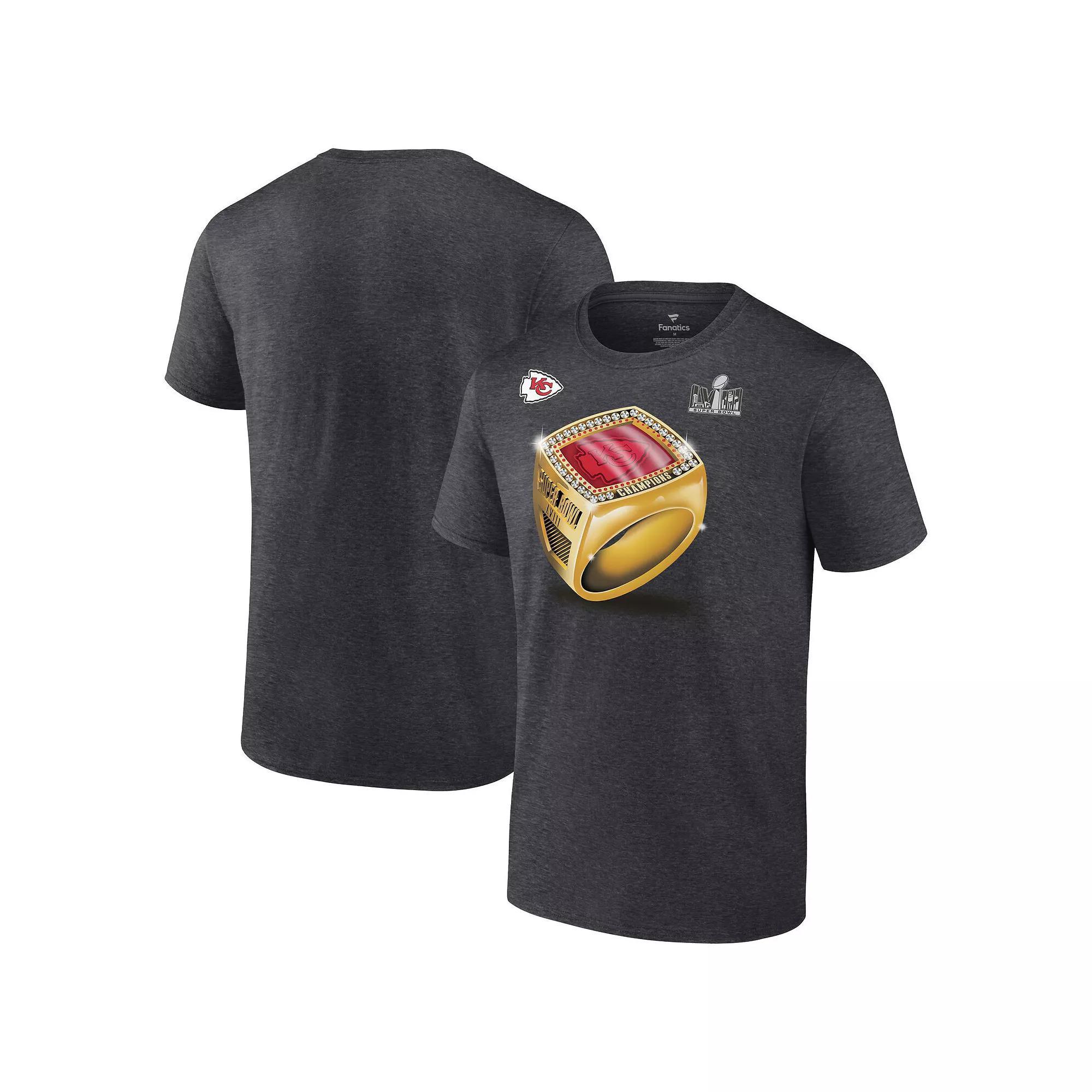Men's Fanatics Branded Heather Charcoal Kansas City Chiefs Super Bowl LVIII Champions Ring Season T-Shirt, Size: Medium Product Image