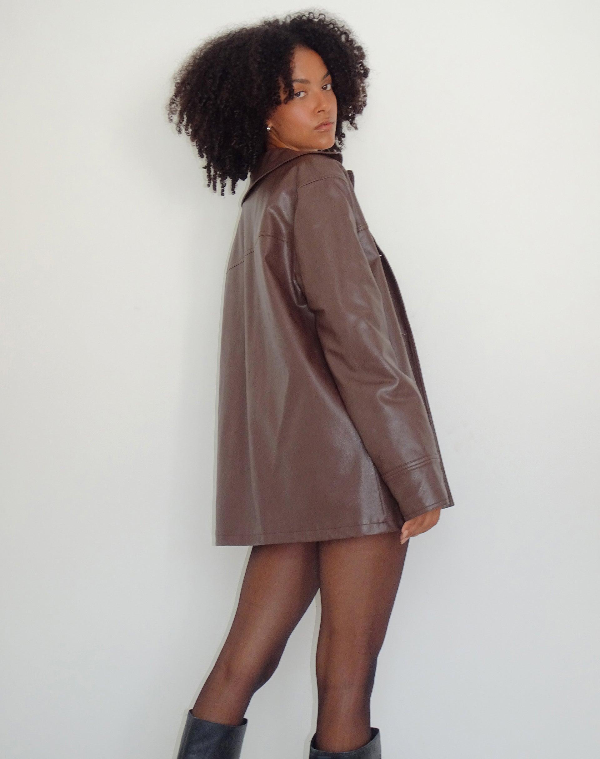 Walta Jacket in PU Truffle Brown Product Image