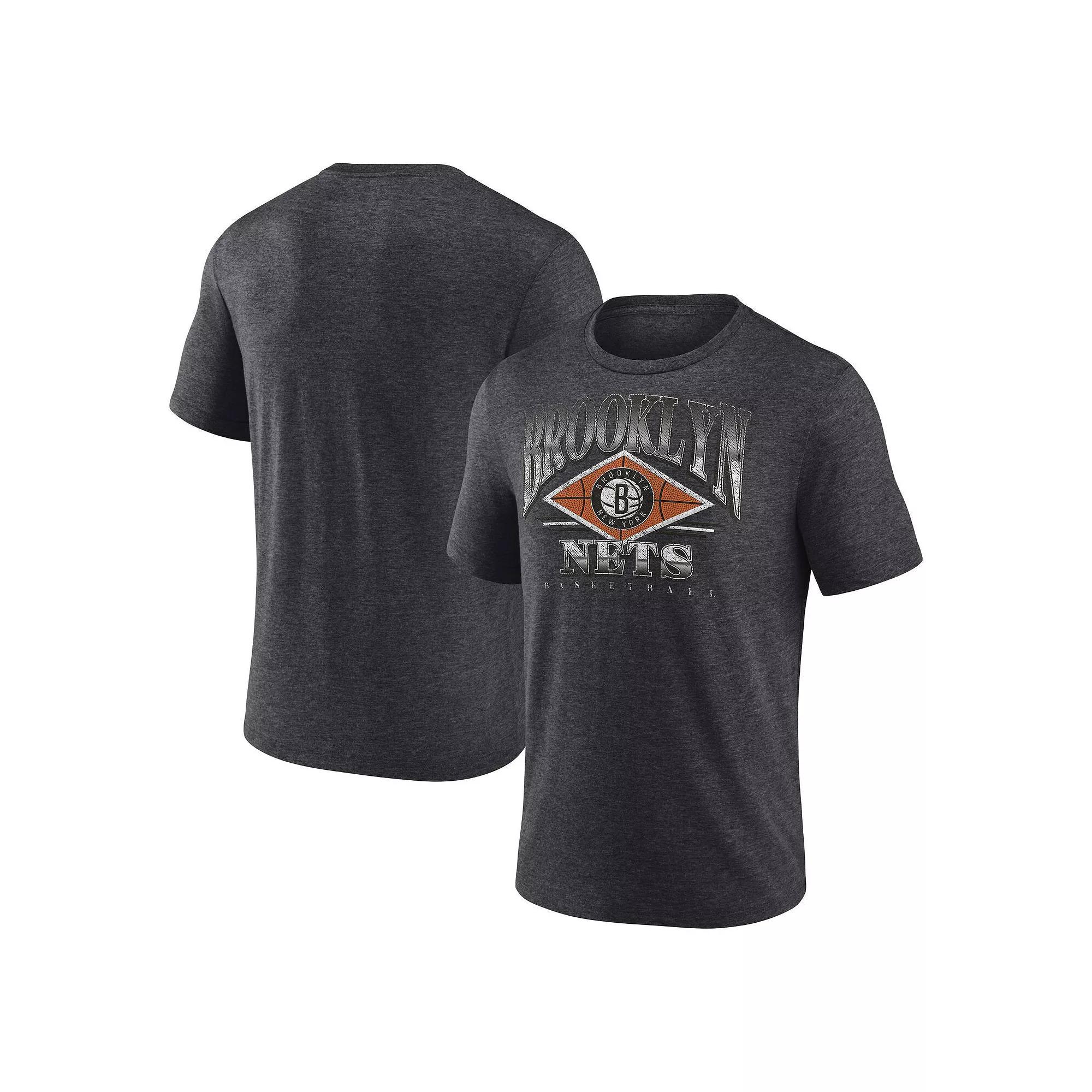 Men's Fanatics Branded Heather Charcoal Brooklyn Nets True Classics Power Phase Tri-Blend T-Shirt, Size: XL Product Image