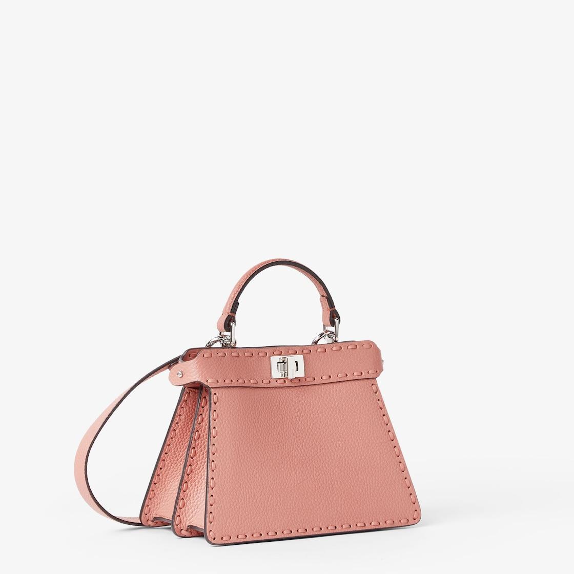 Peekaboo ISeeU PetiteMauve powder pink Selleria bag with 306 hand-sewn topstitches Product Image