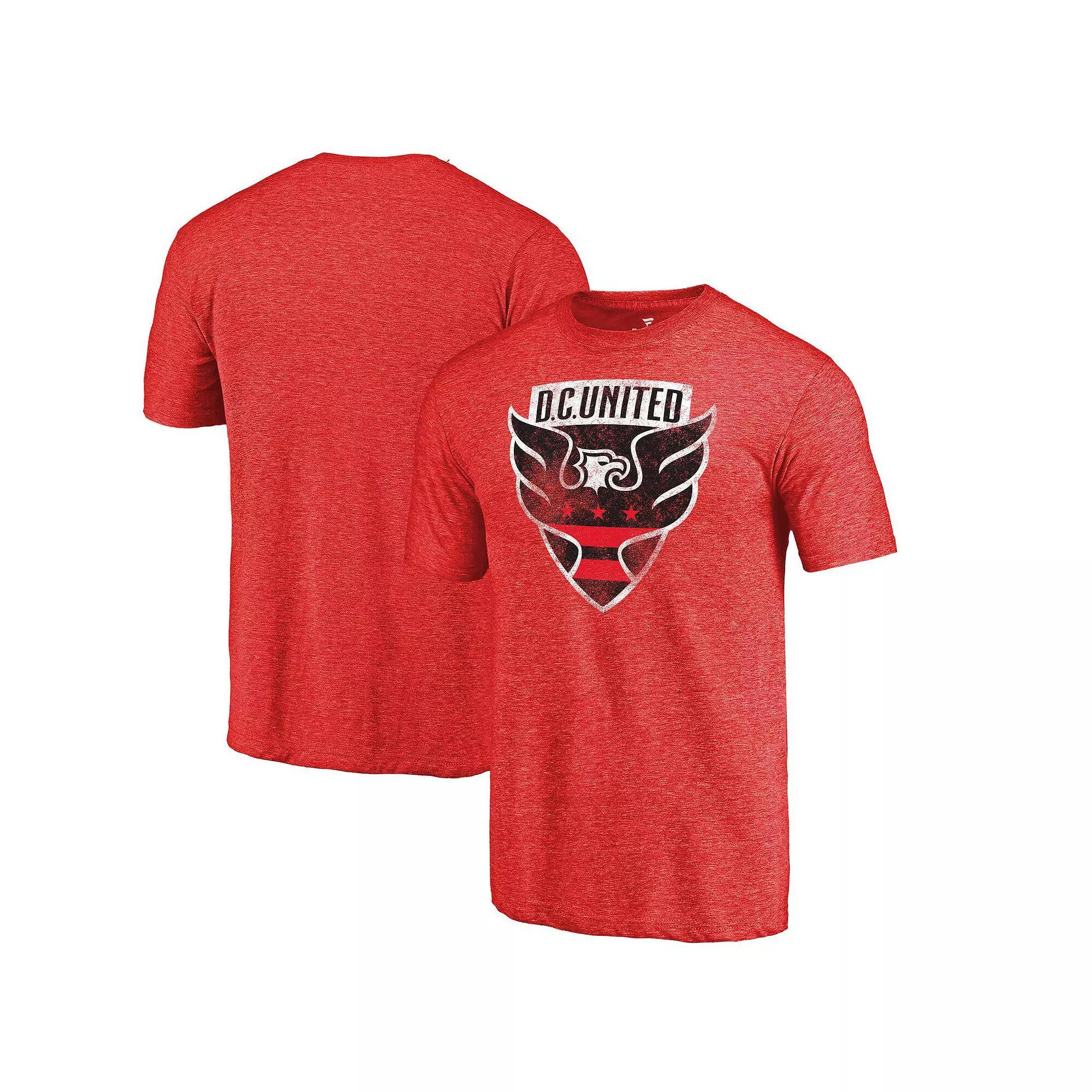 Mens Fanatics Branded Red D.C. United Primary Logo Distressed Tri-Blend T-Shirt Product Image