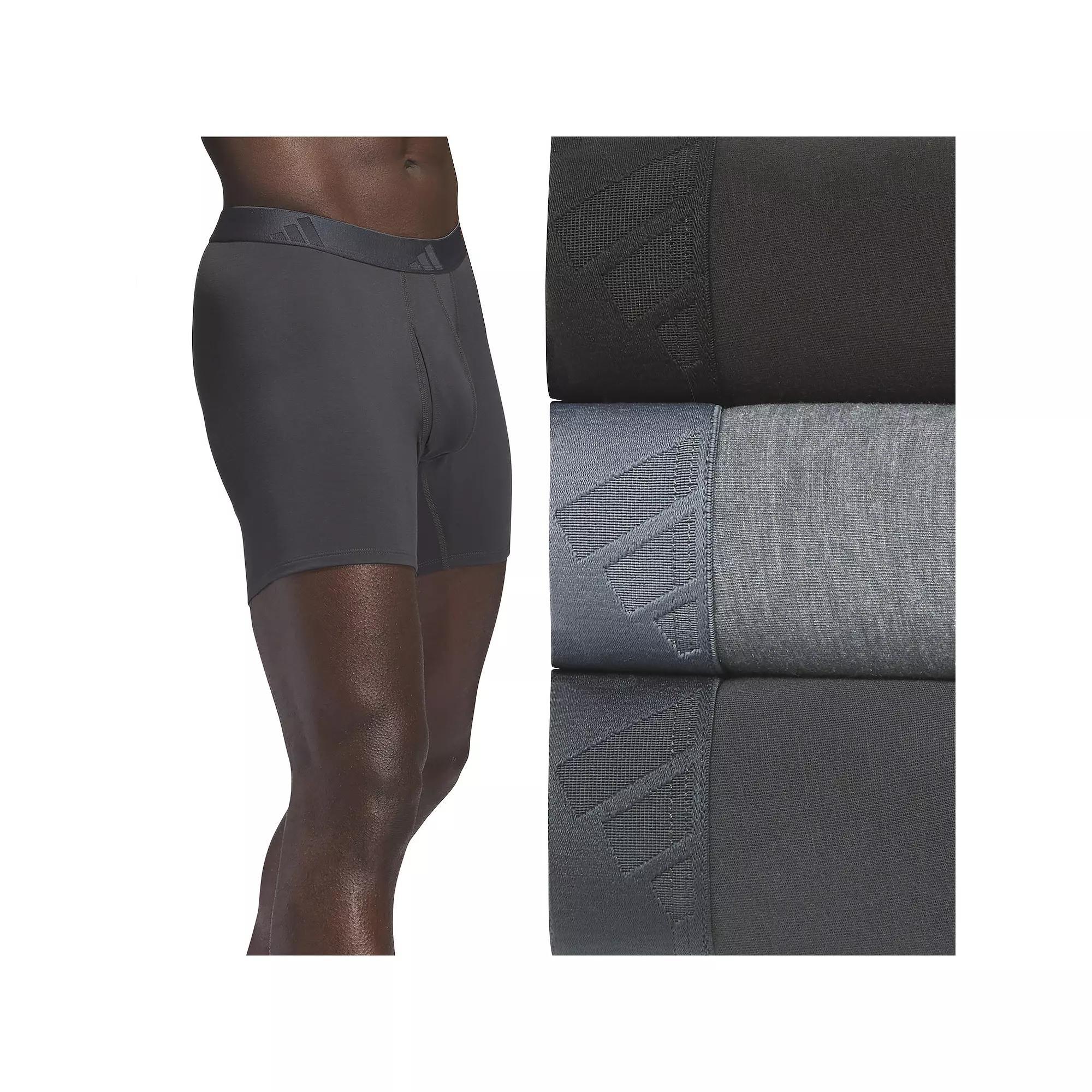 Men's adidas 3-Pack Luxe Comfort Boxer Briefs, Size: Small, Carbon Grey Grey Product Image