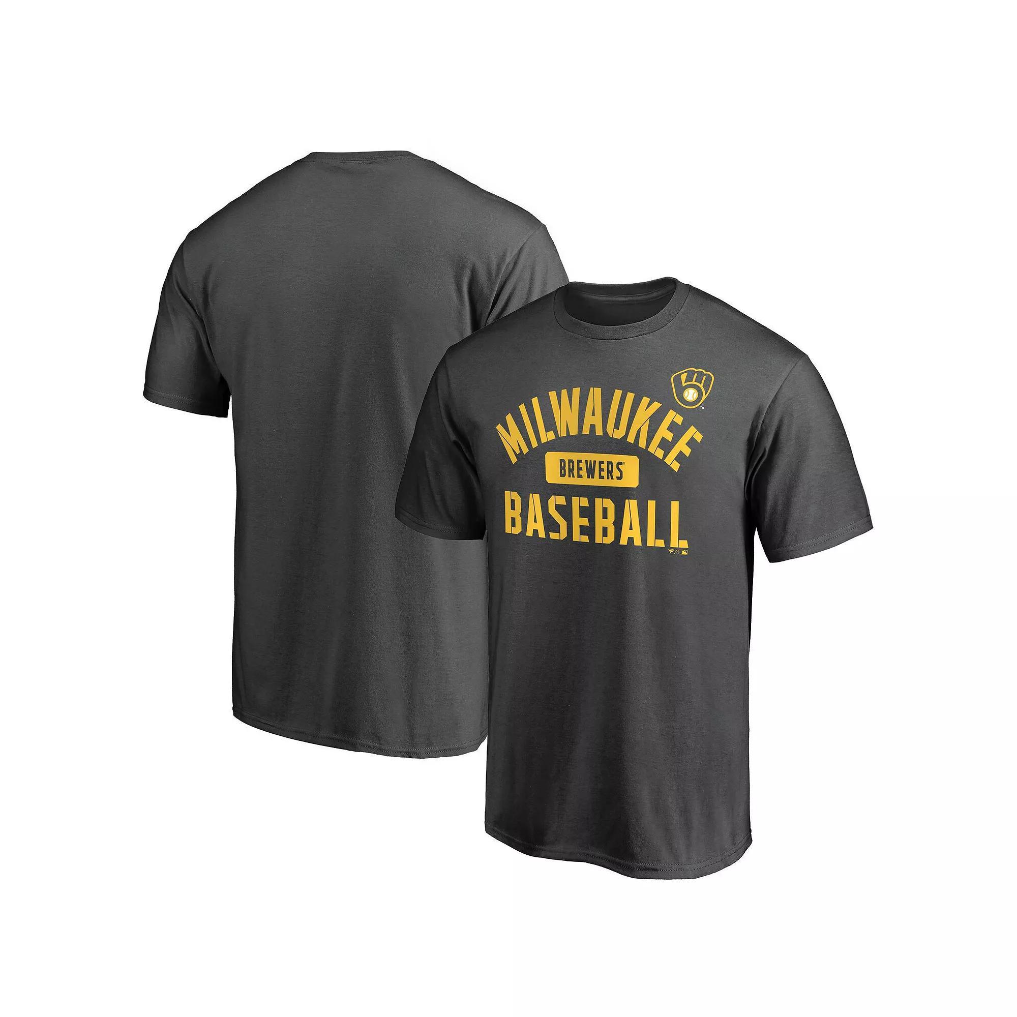 Men's Fanatics Branded Charcoal Milwaukee Brewers Iconic Primary Pill T-Shirt, Size: Small Product Image