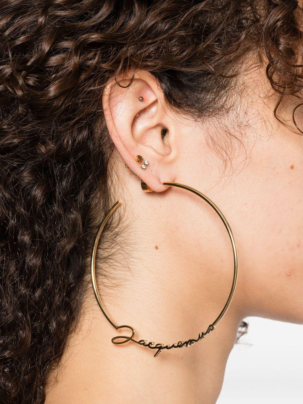 logo-lettering hoop earrings Product Image
