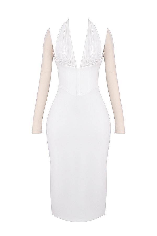 Yasmin  white plunge midi dress - sale Product Image