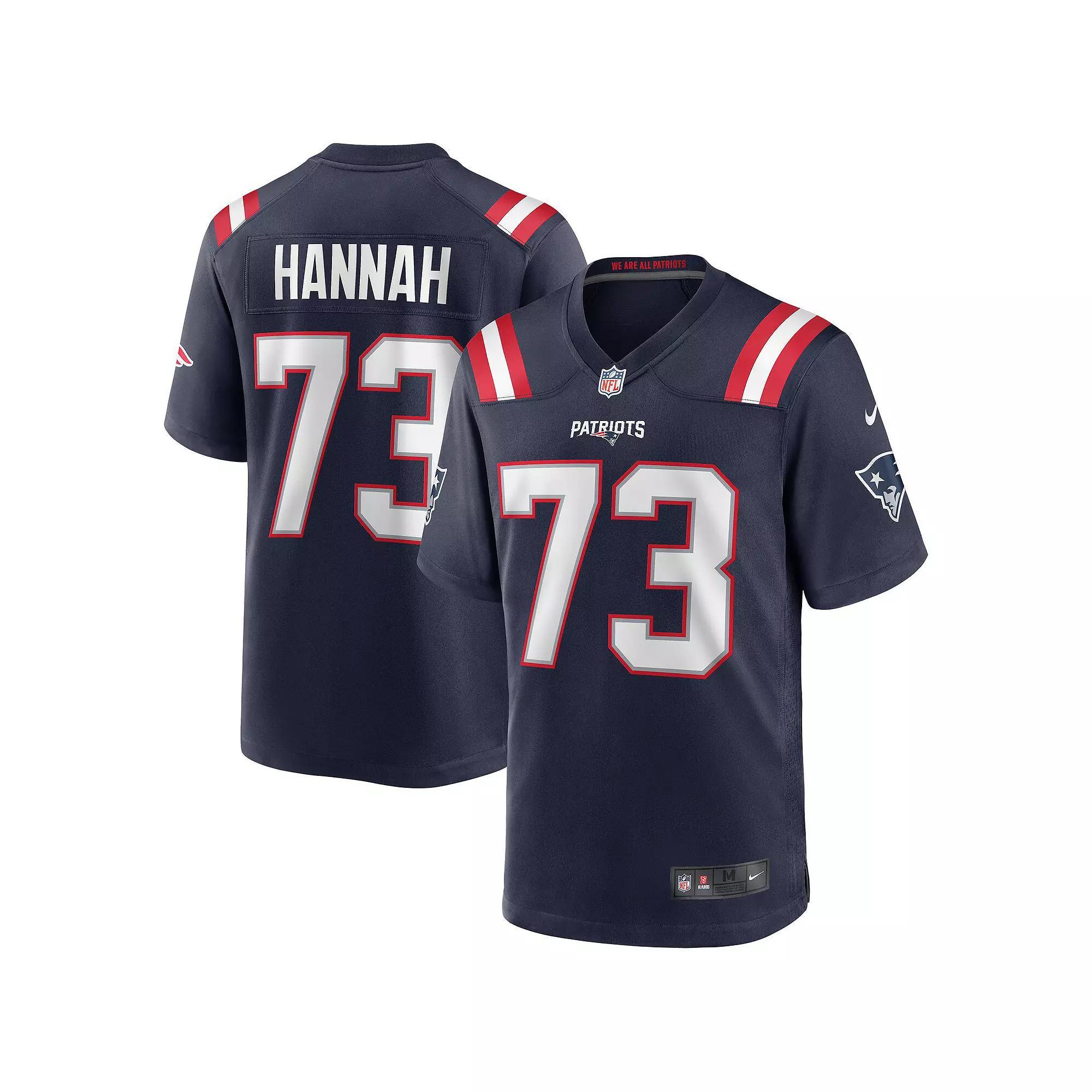 Men's Nike John Hannah Navy New England Patriots Game Retired Player Jersey, Size: Medium, Blue Product Image